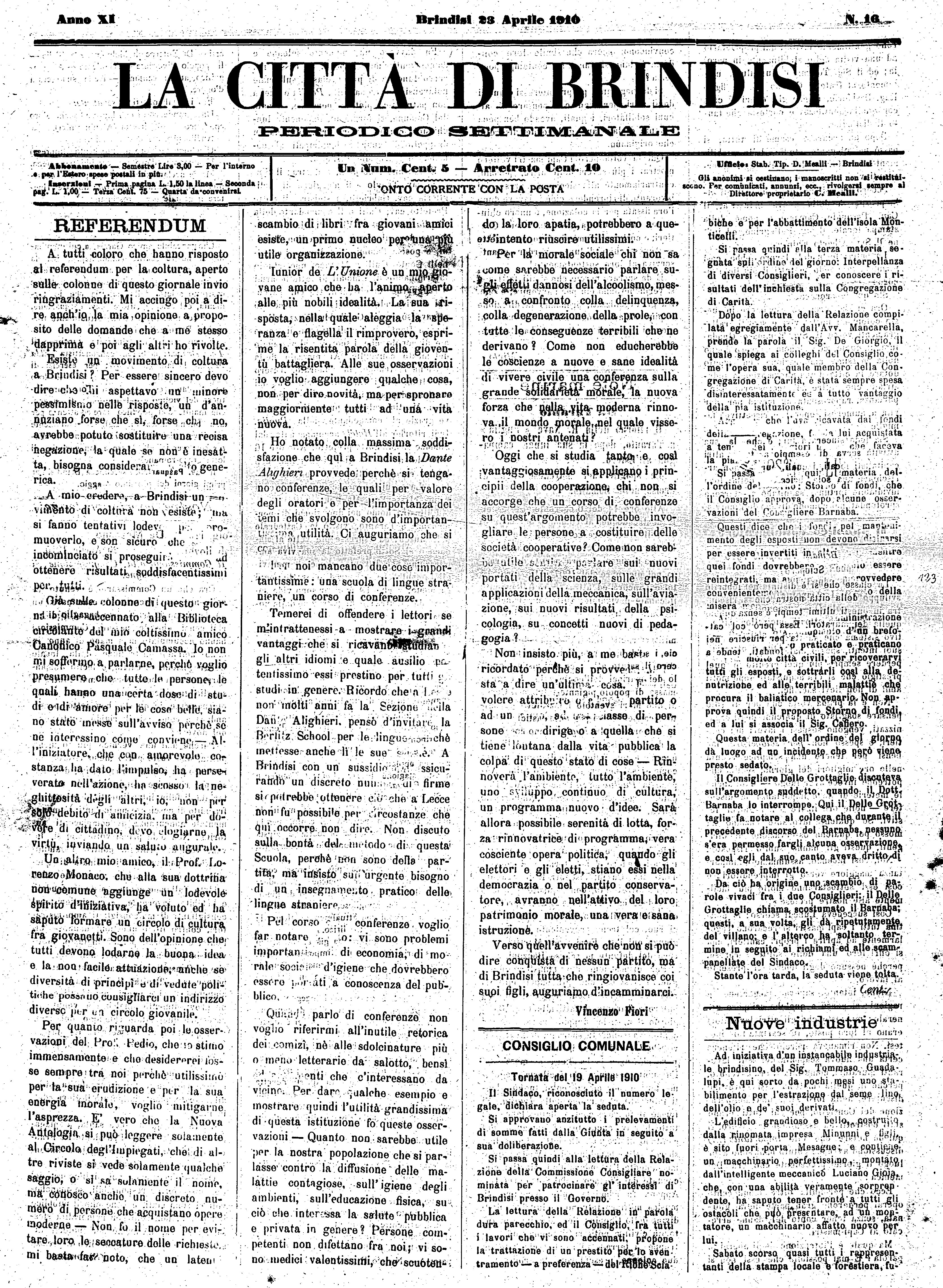 A. 11, n. 16 (23 Apr. 1910)