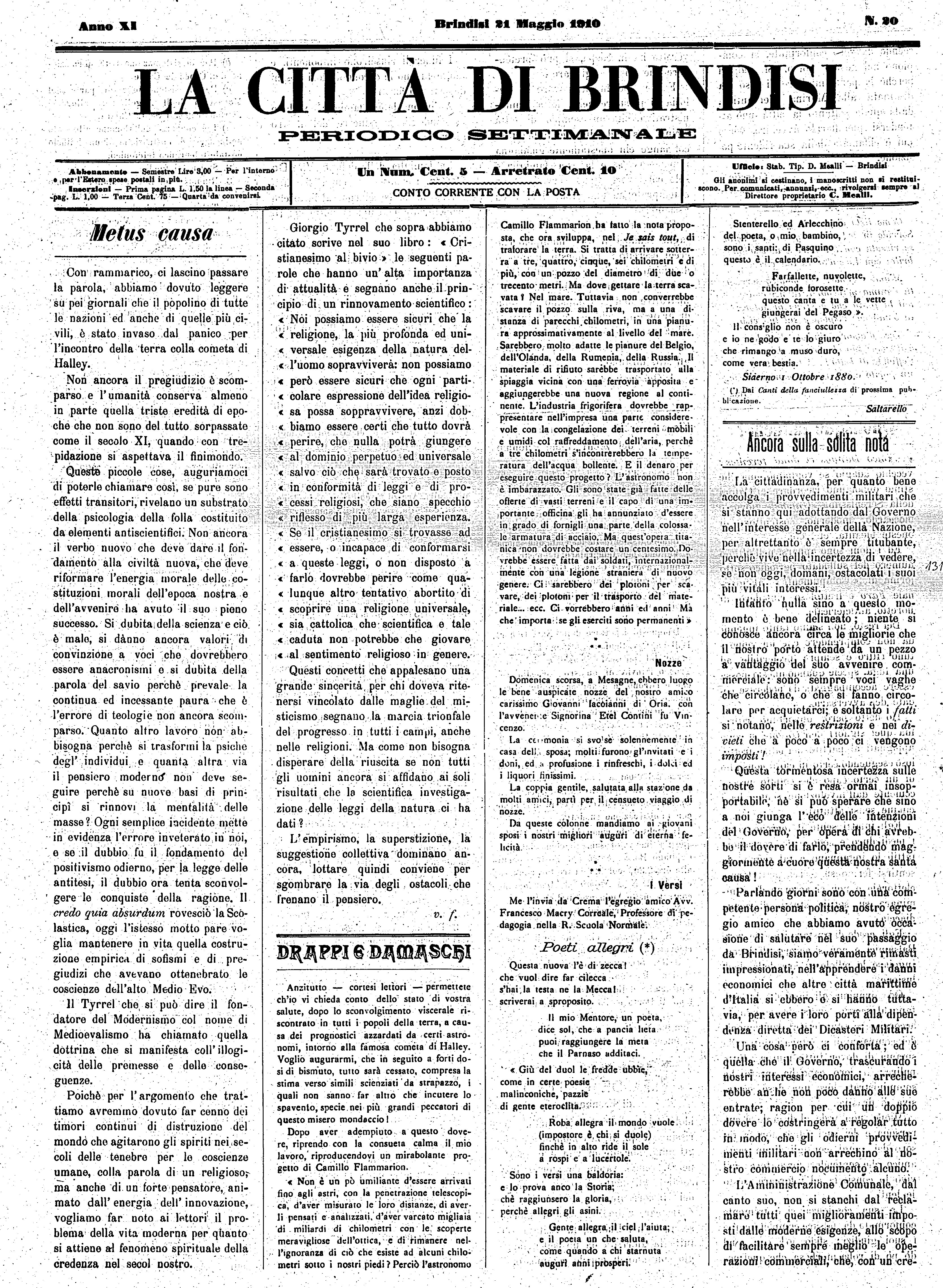 A. 11, n. 20 (21 Magg. 1910)