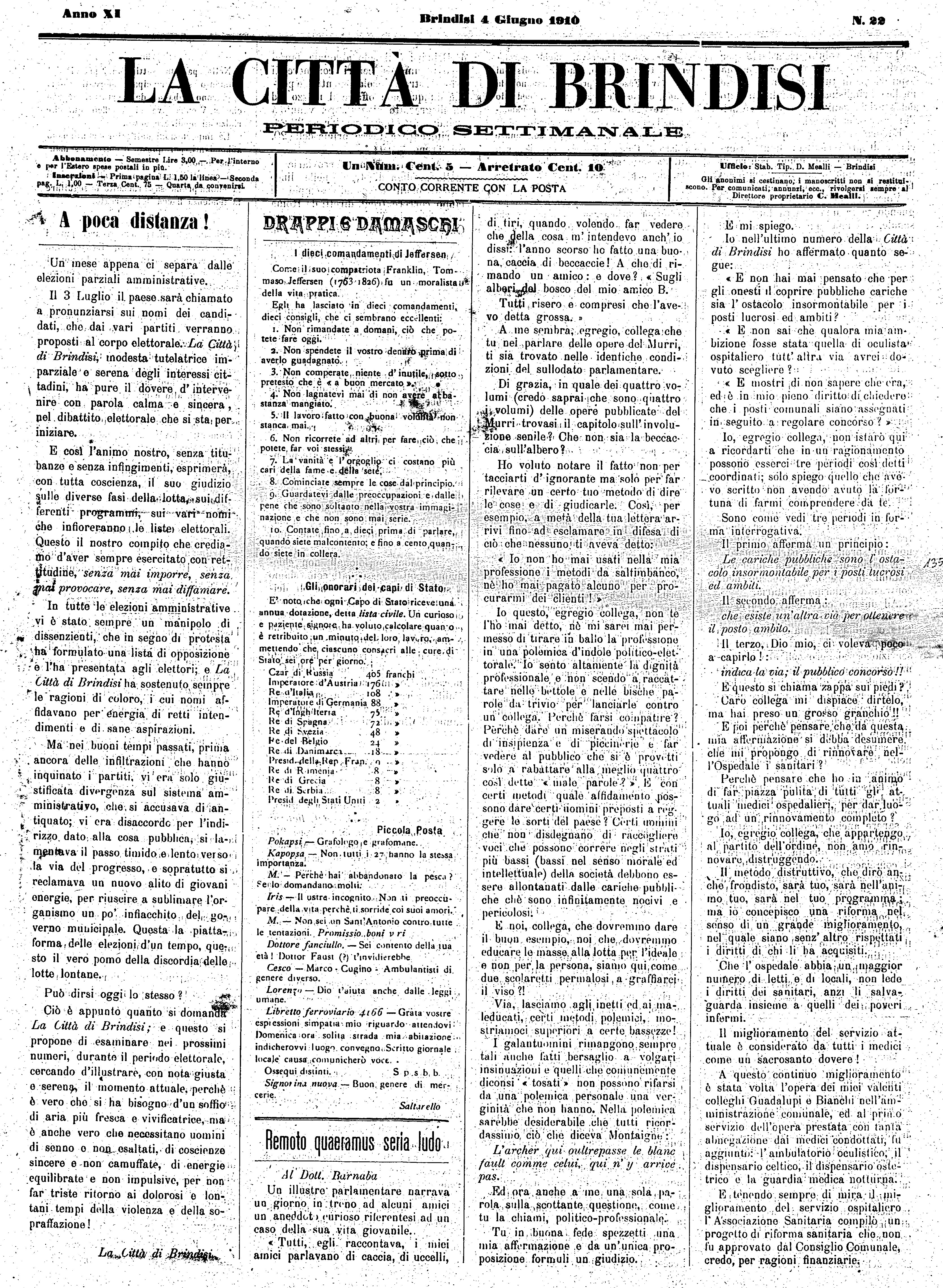 A. 11, n. 22 (04 Giu. 1910)