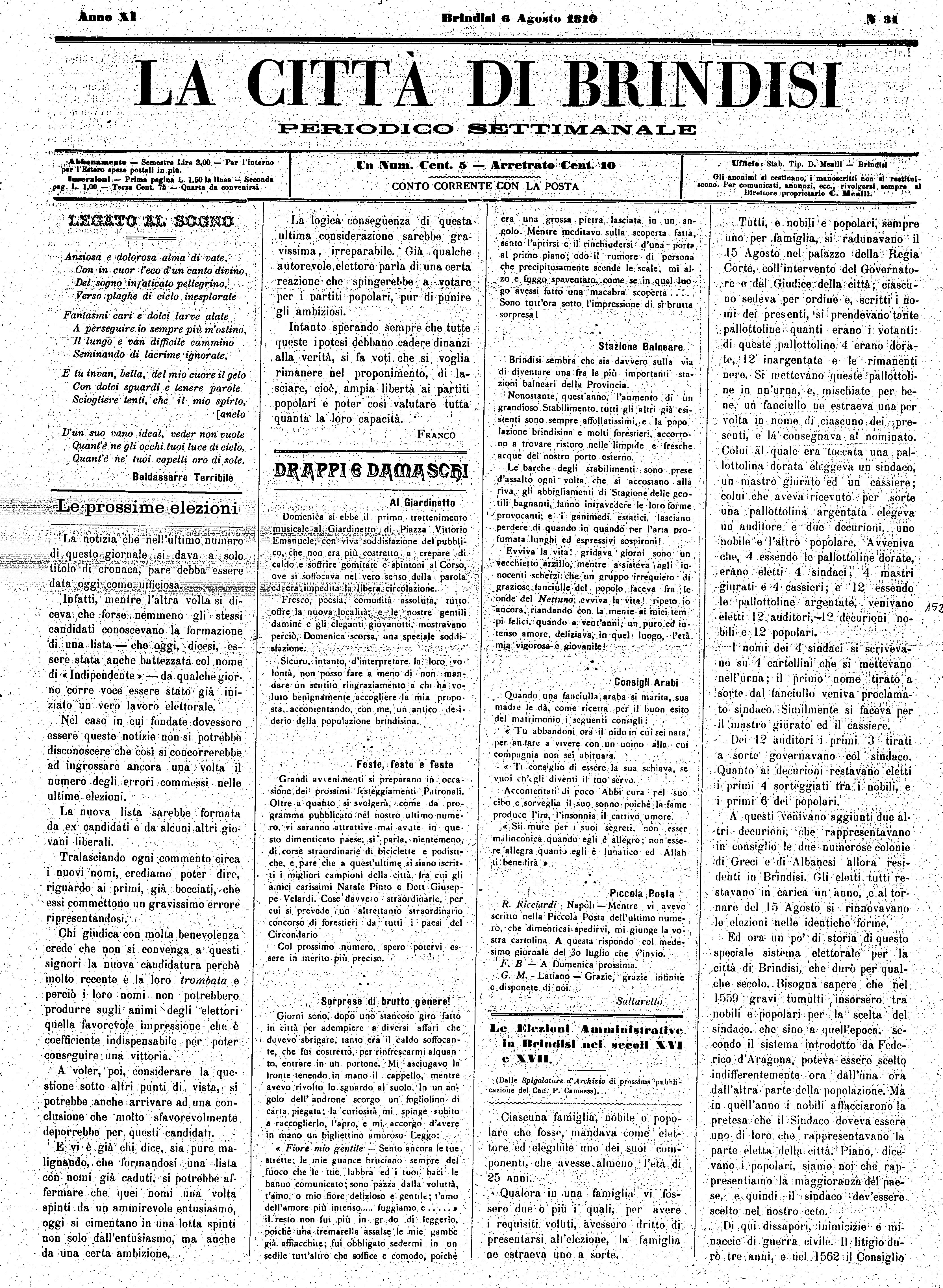 A. 11, n. 31 (06 Ago. 1910)