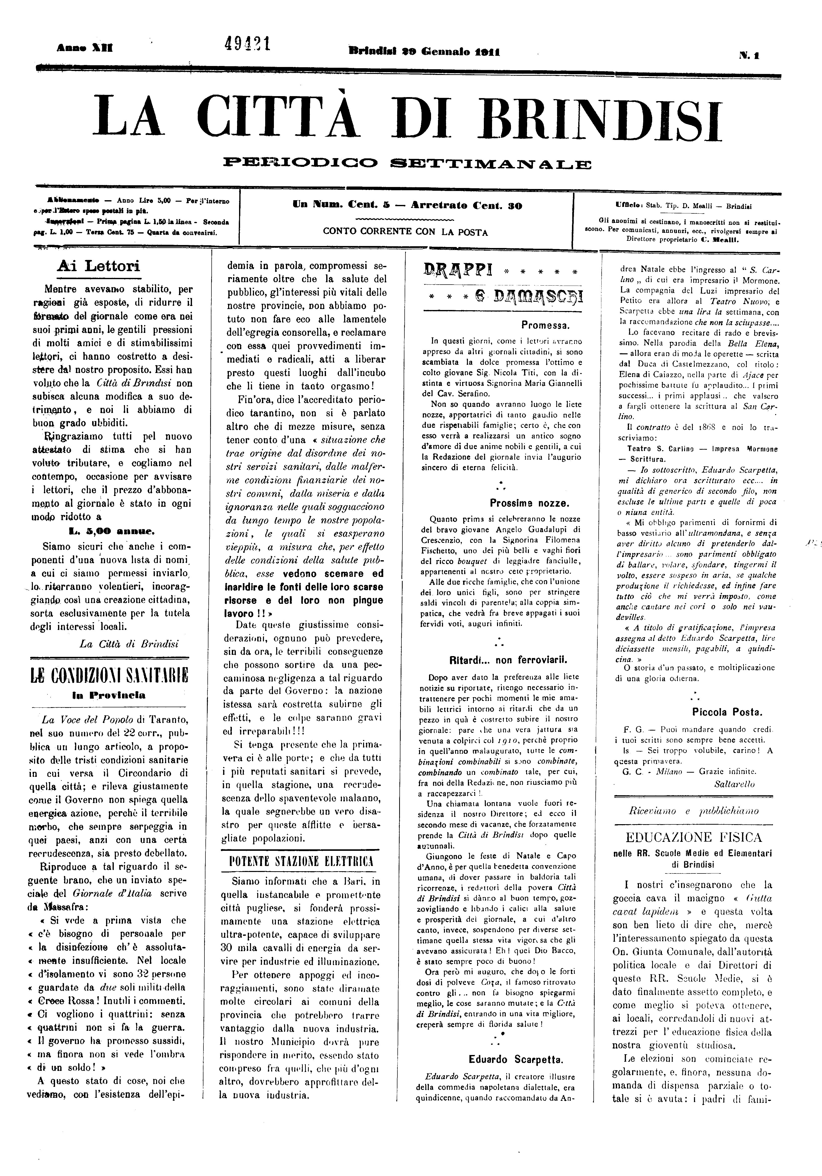 A. 12, n. 01 (29 Genn. 1911)