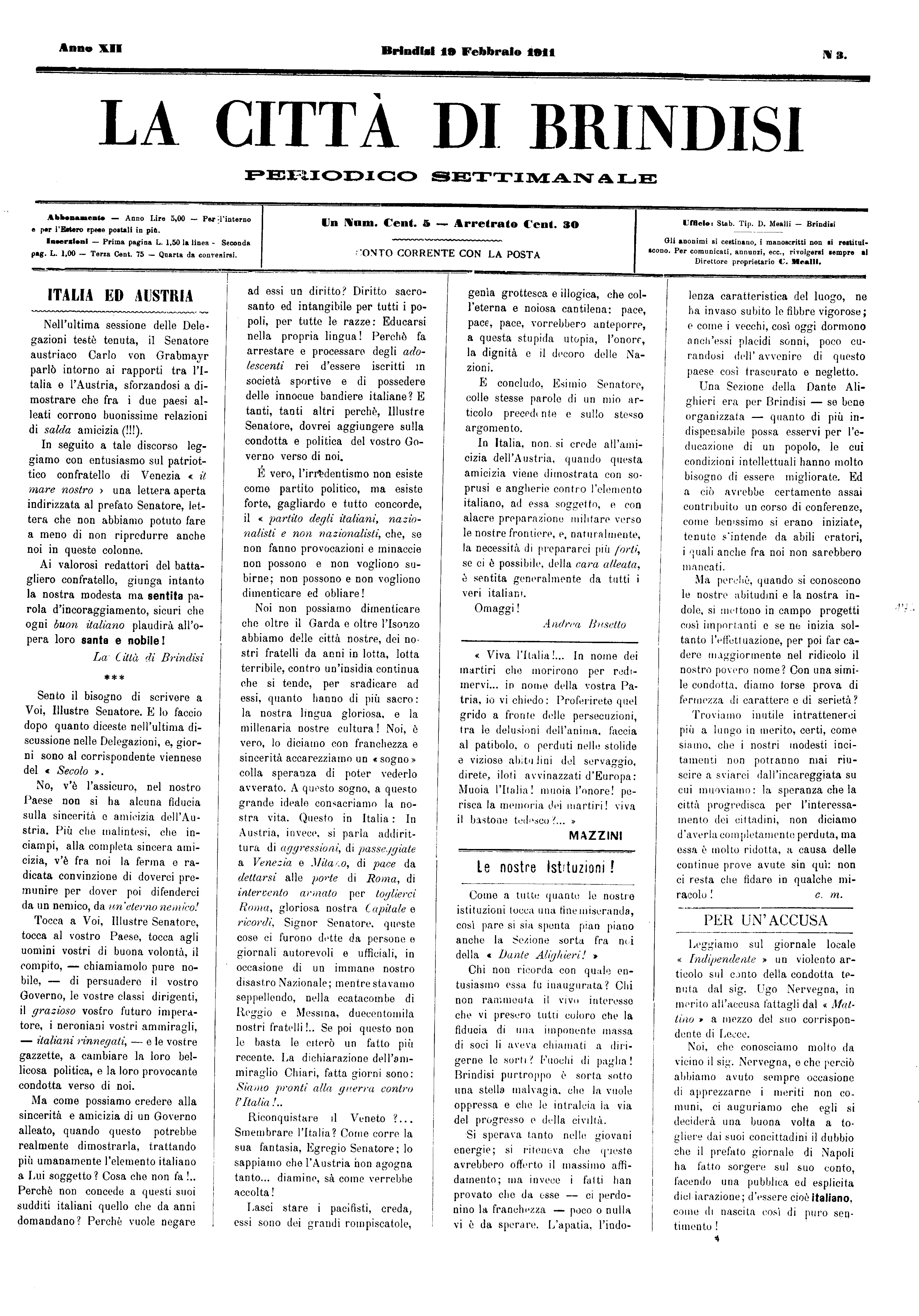 A. 12, n. 03 (19 Febb. 1911)