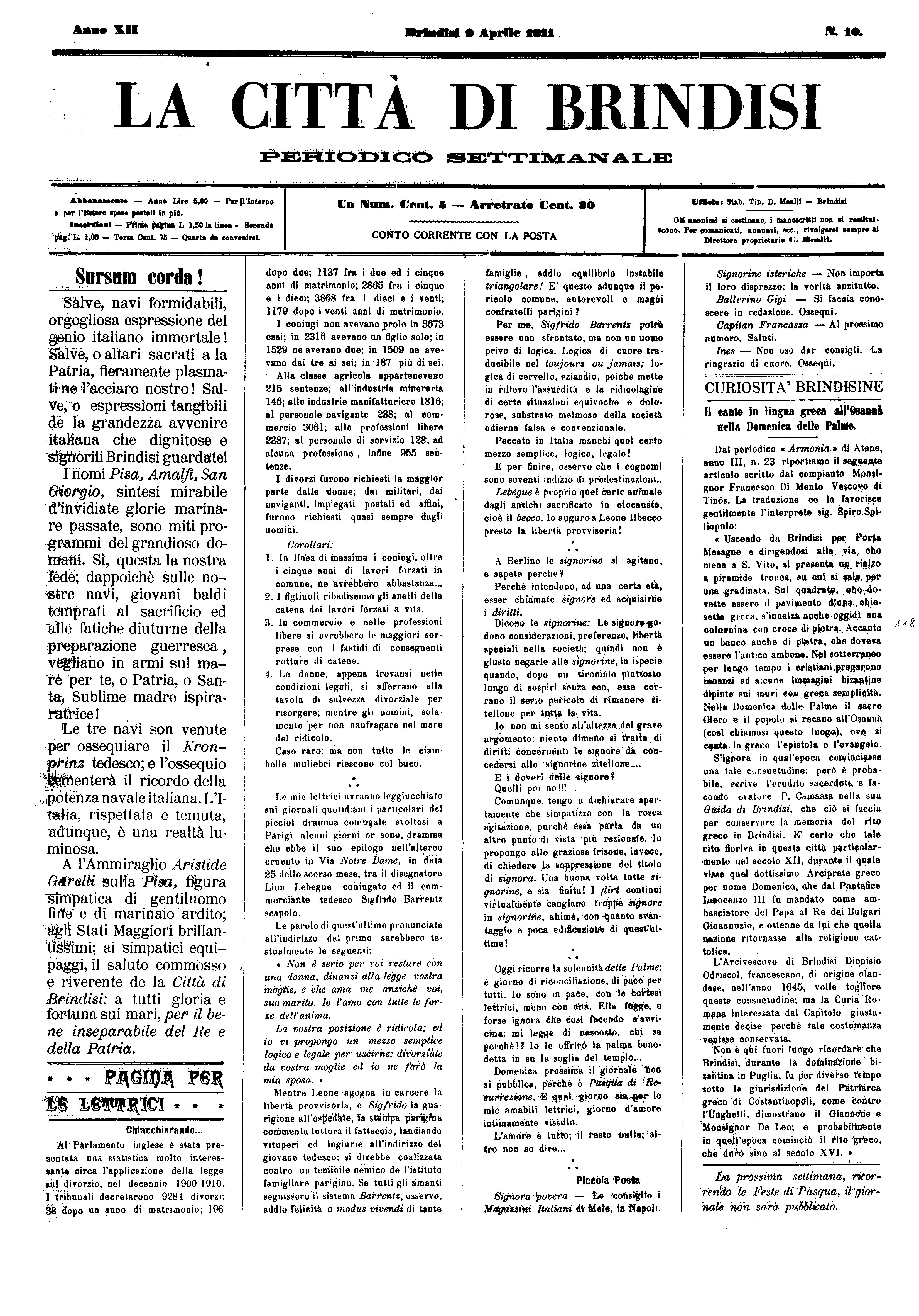 A. 12, n. 10 (09 Apr. 1911)
