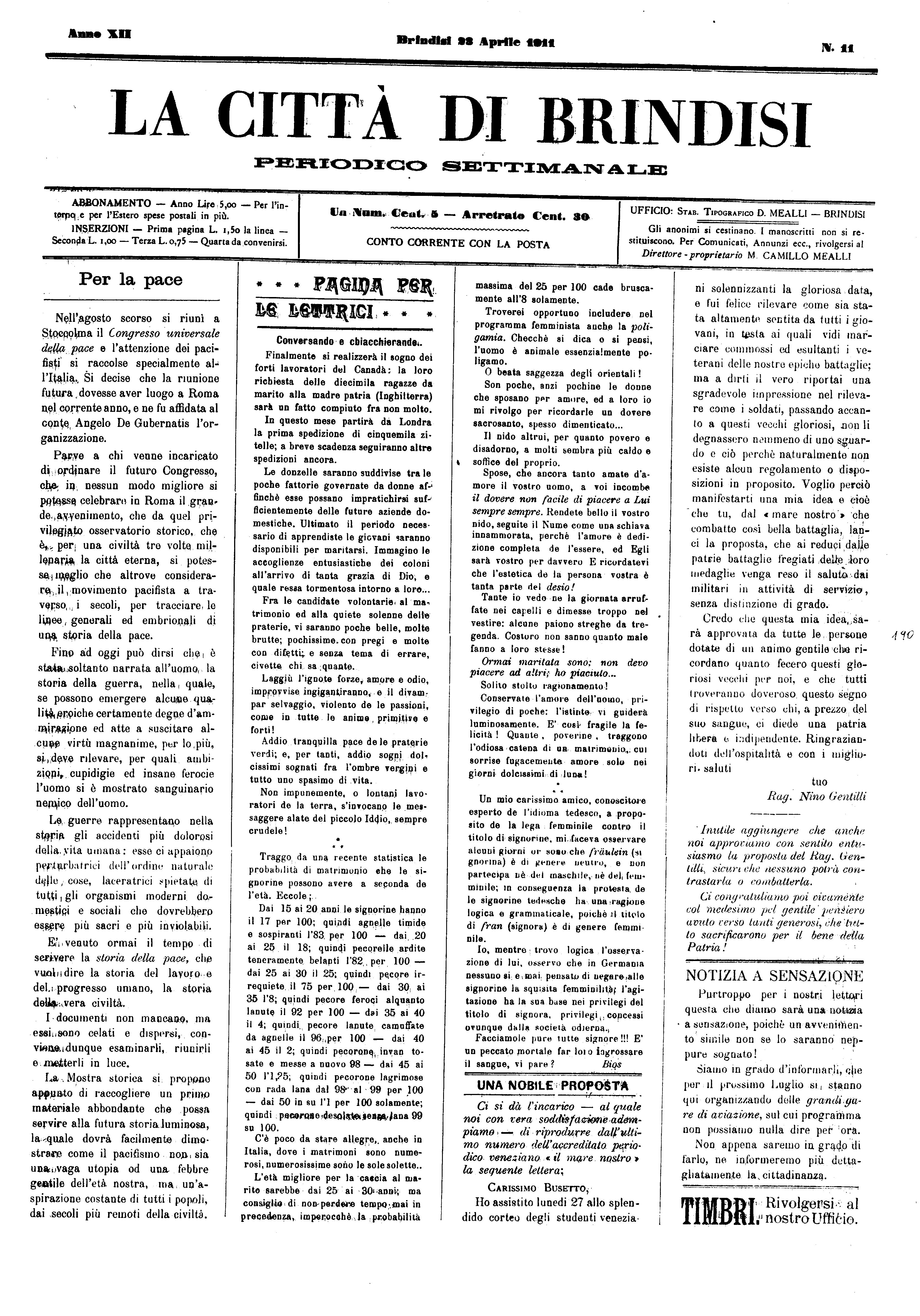 A. 12, n. 11 (23 Apr. 1911)