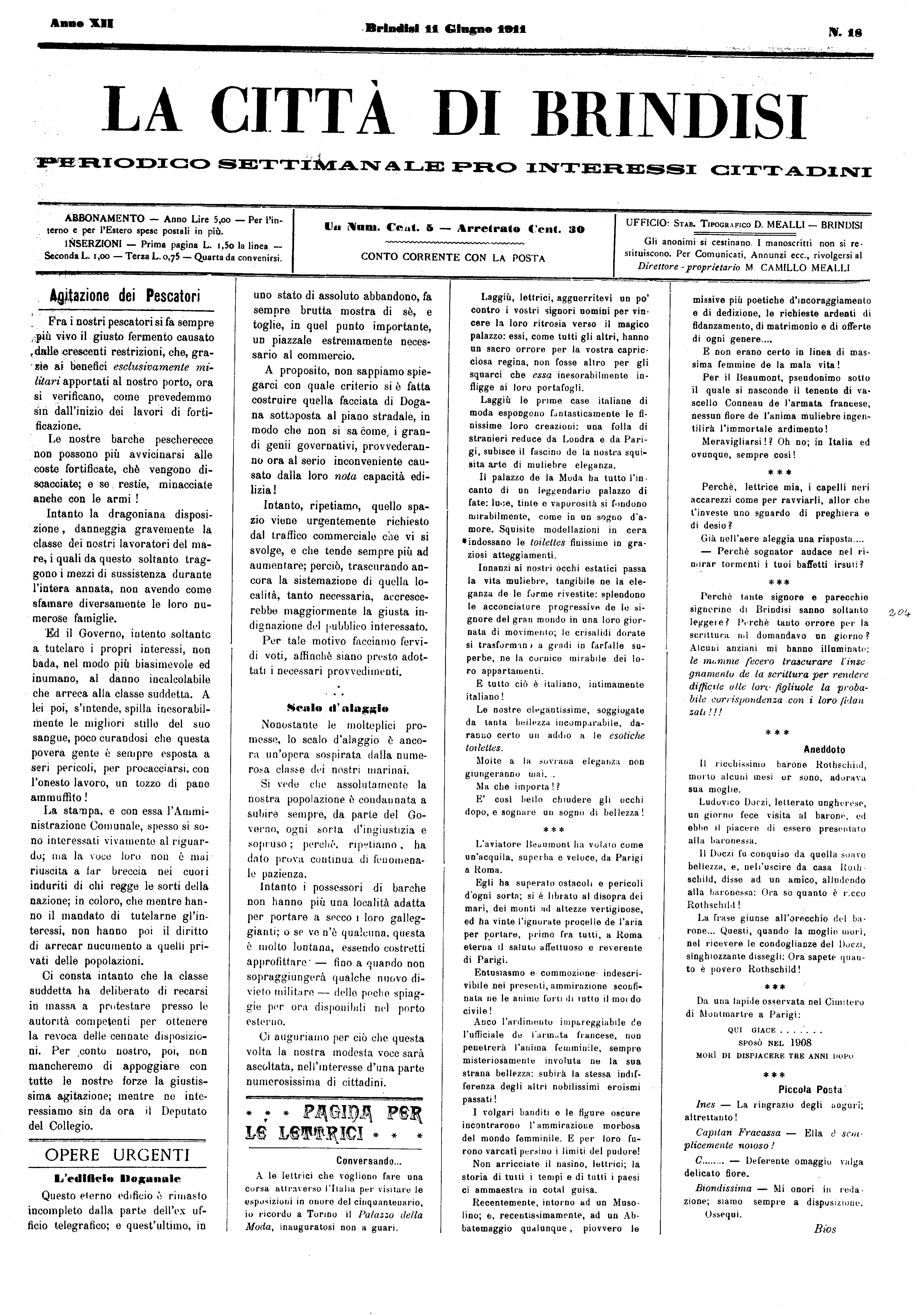 A. 12, n. 18 (11 Giu. 1911)