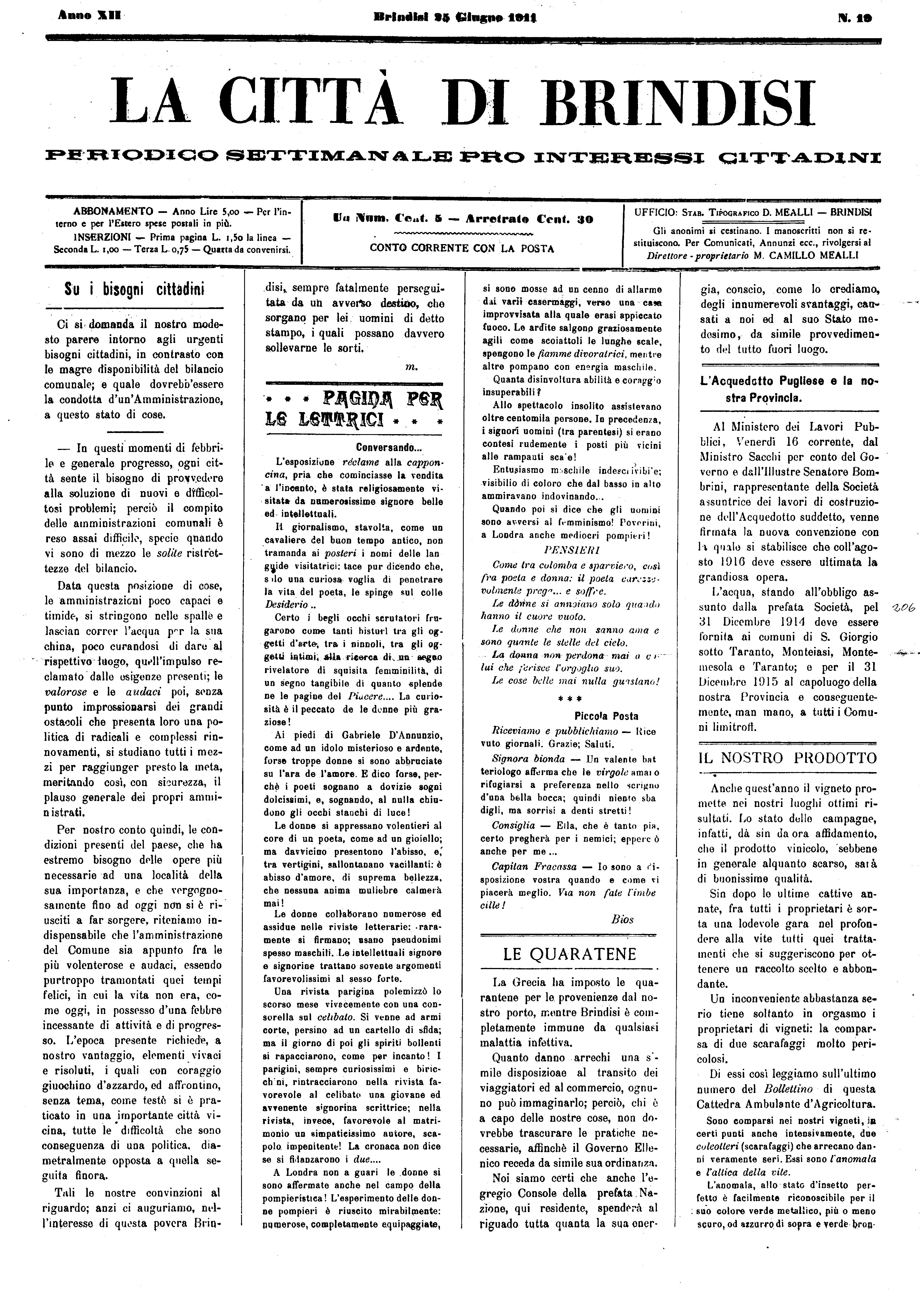 A. 12, n. 19 (25 Giu. 1911)
