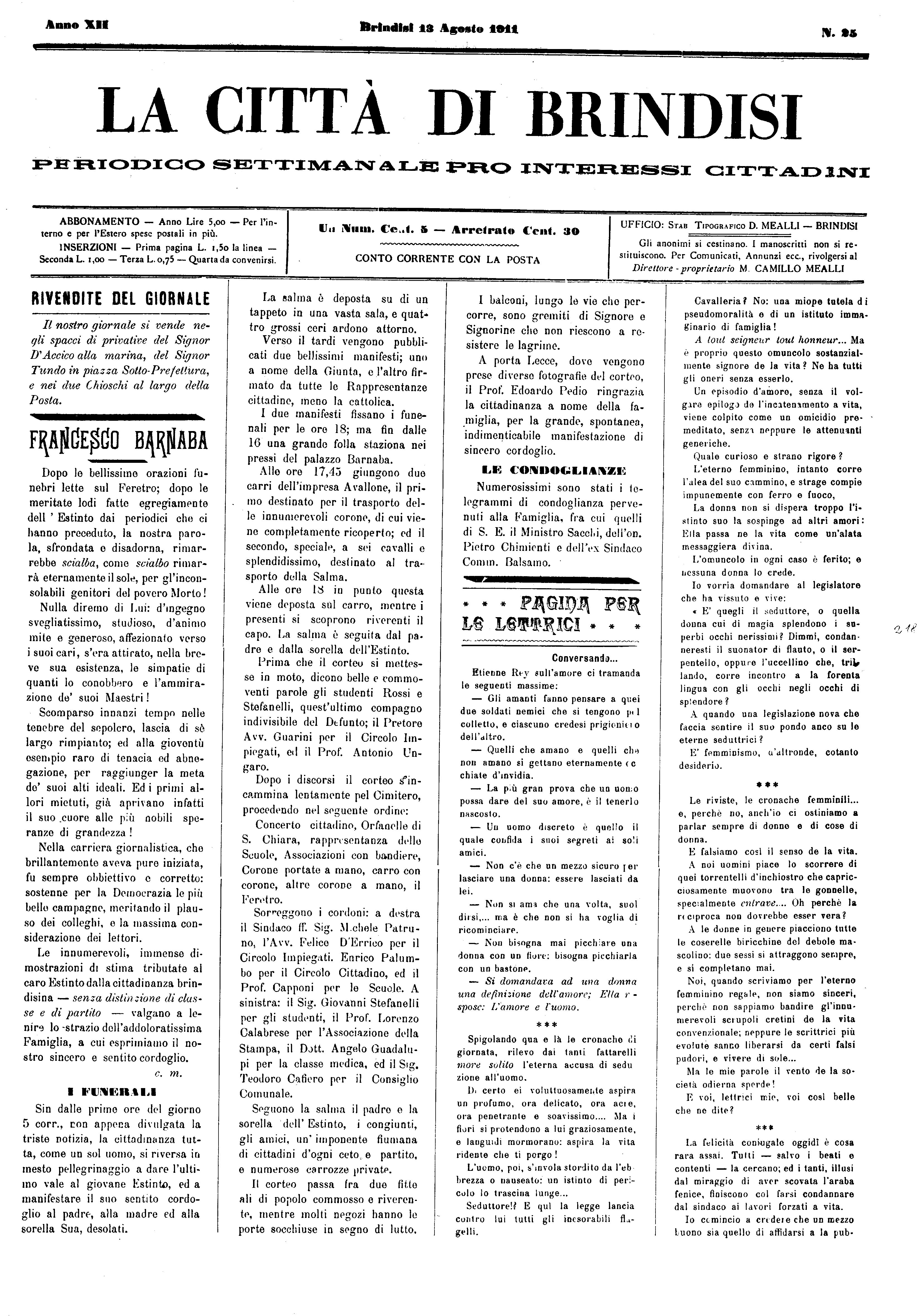 A. 12, n. 25 (13 Ago. 1911)