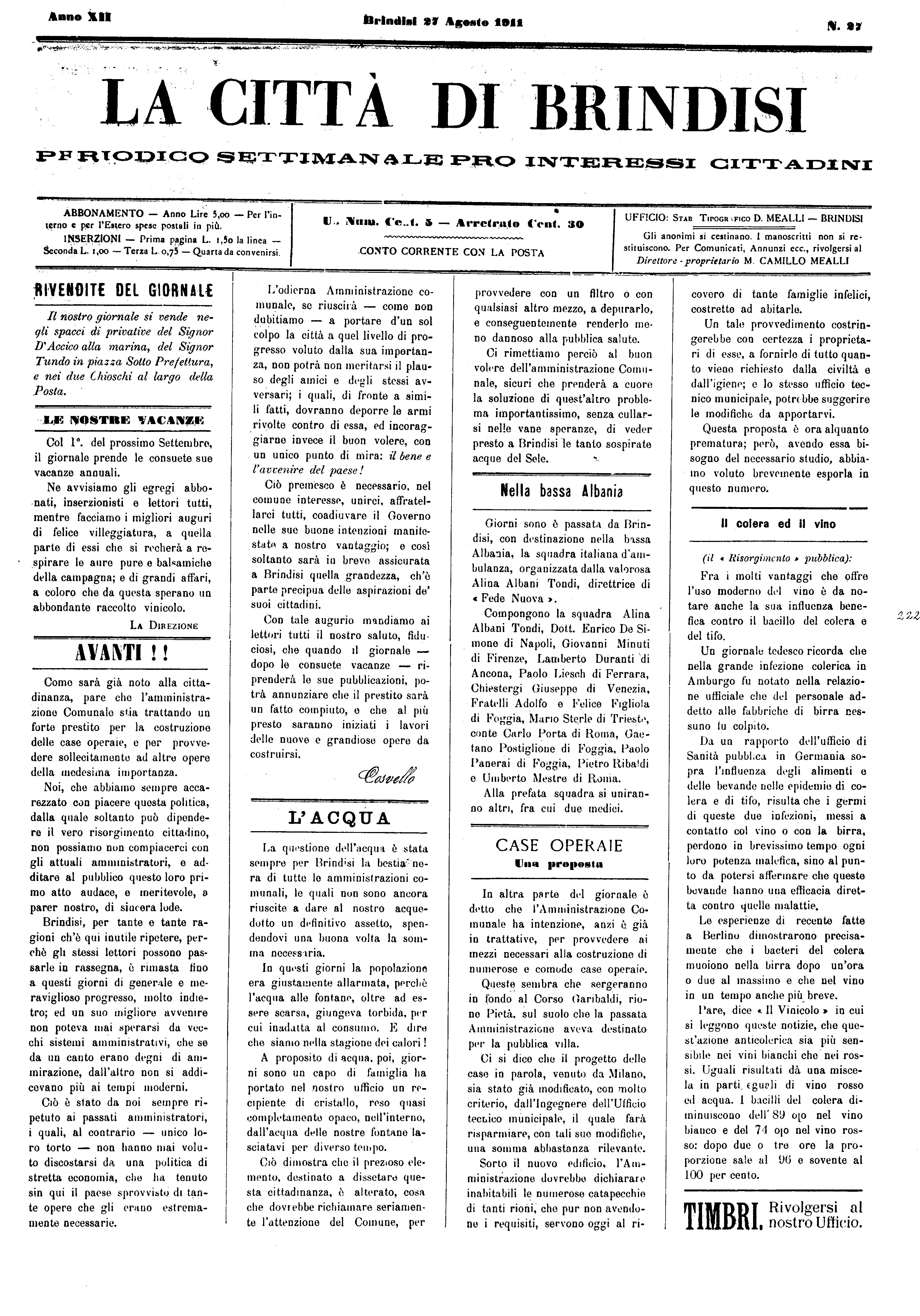 A. 12, n. 27 (27 Ago. 1911)