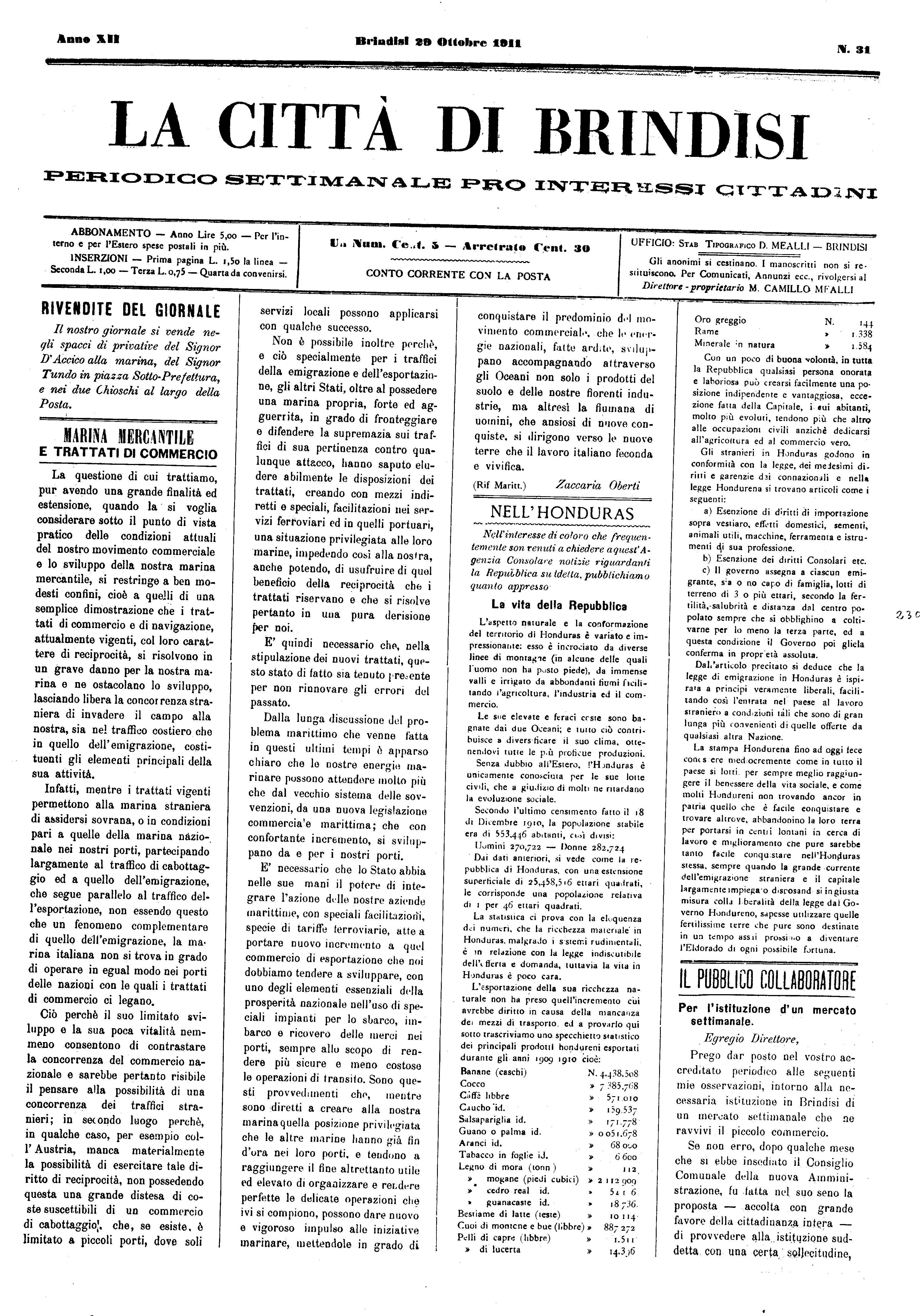 A. 12, n. 31 (29 Ott. 1911)