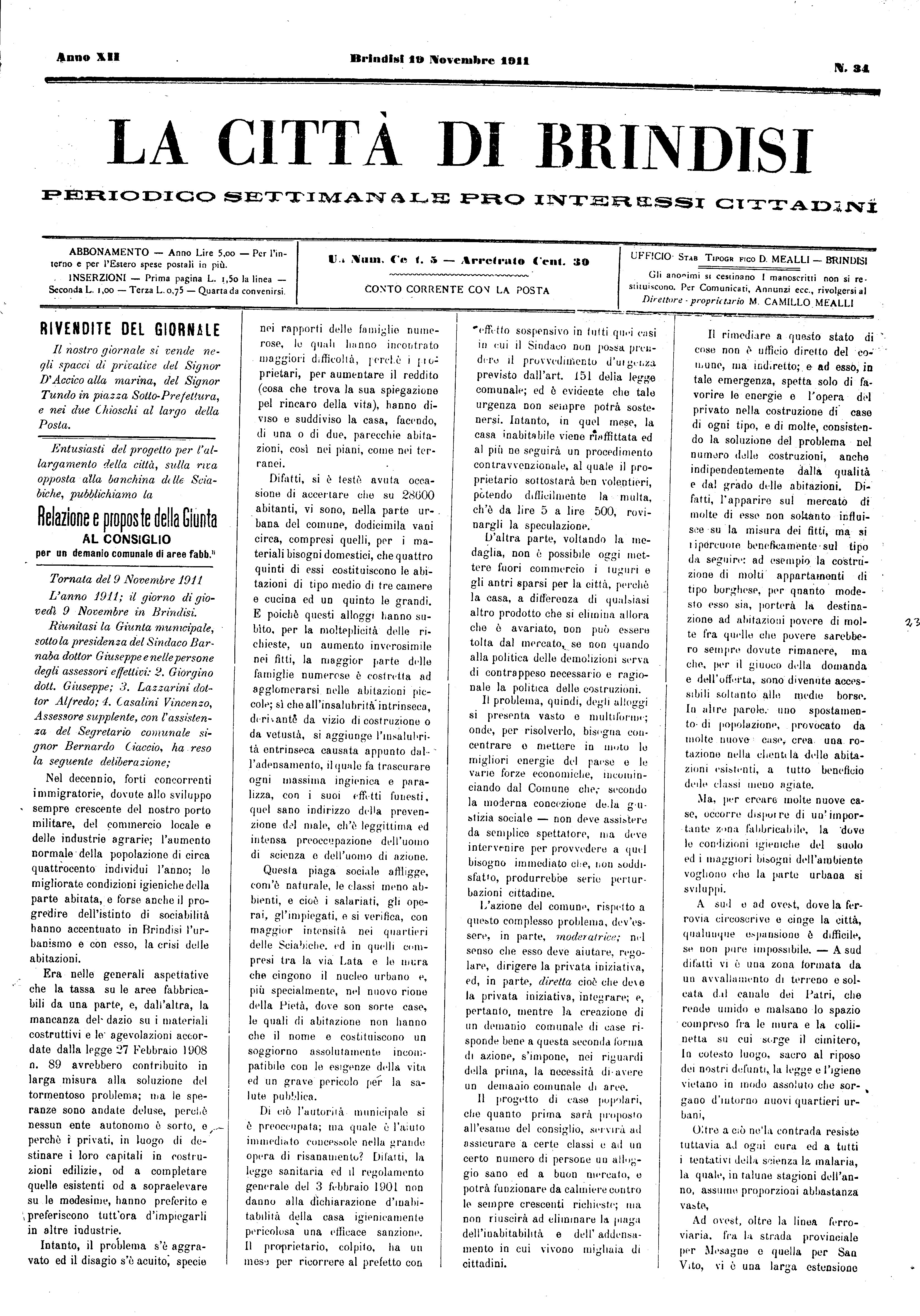 A. 12, n. 34 (19 Nov. 1911)
