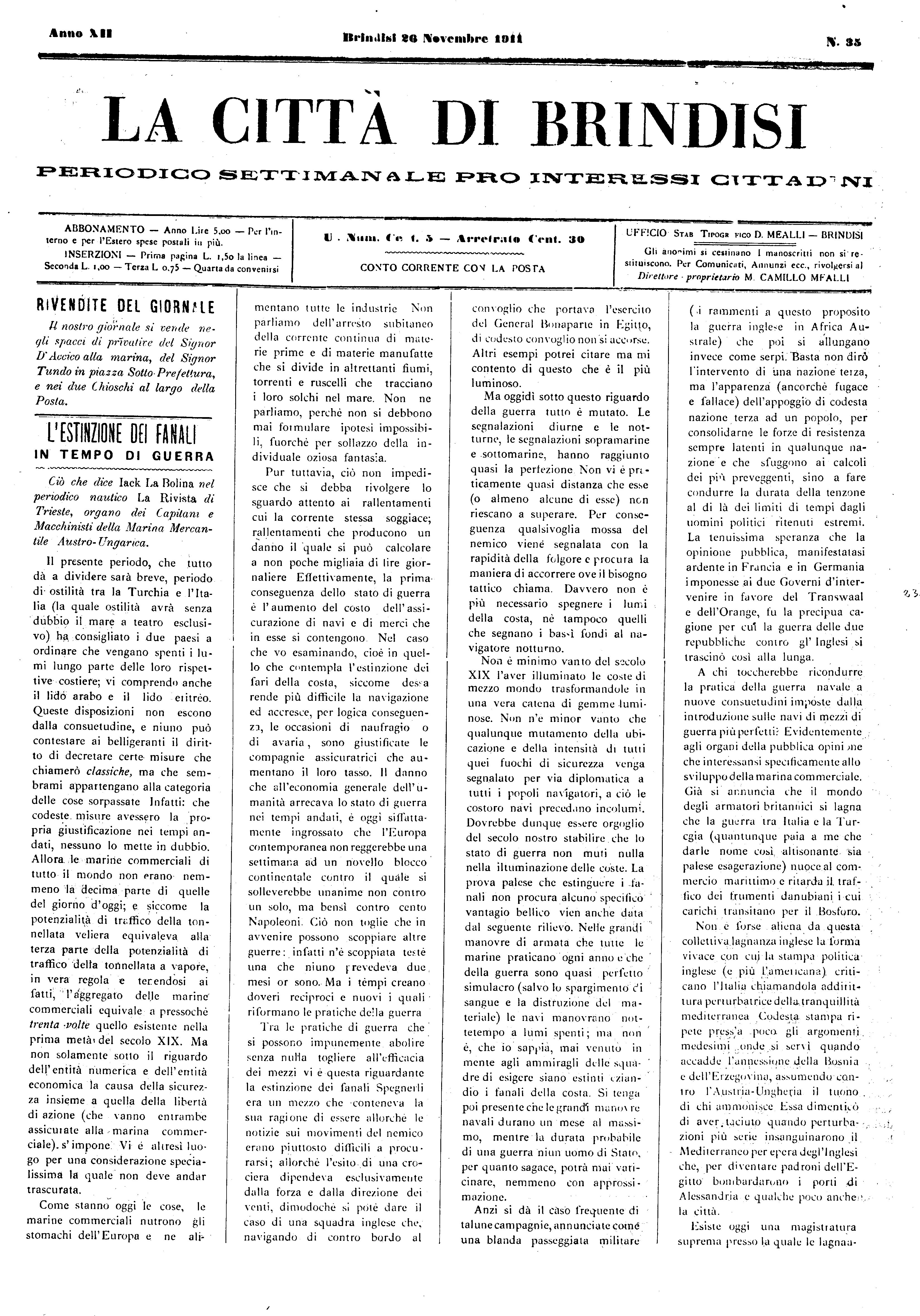 A. 12, n. 35 (26 Nov. 1911)