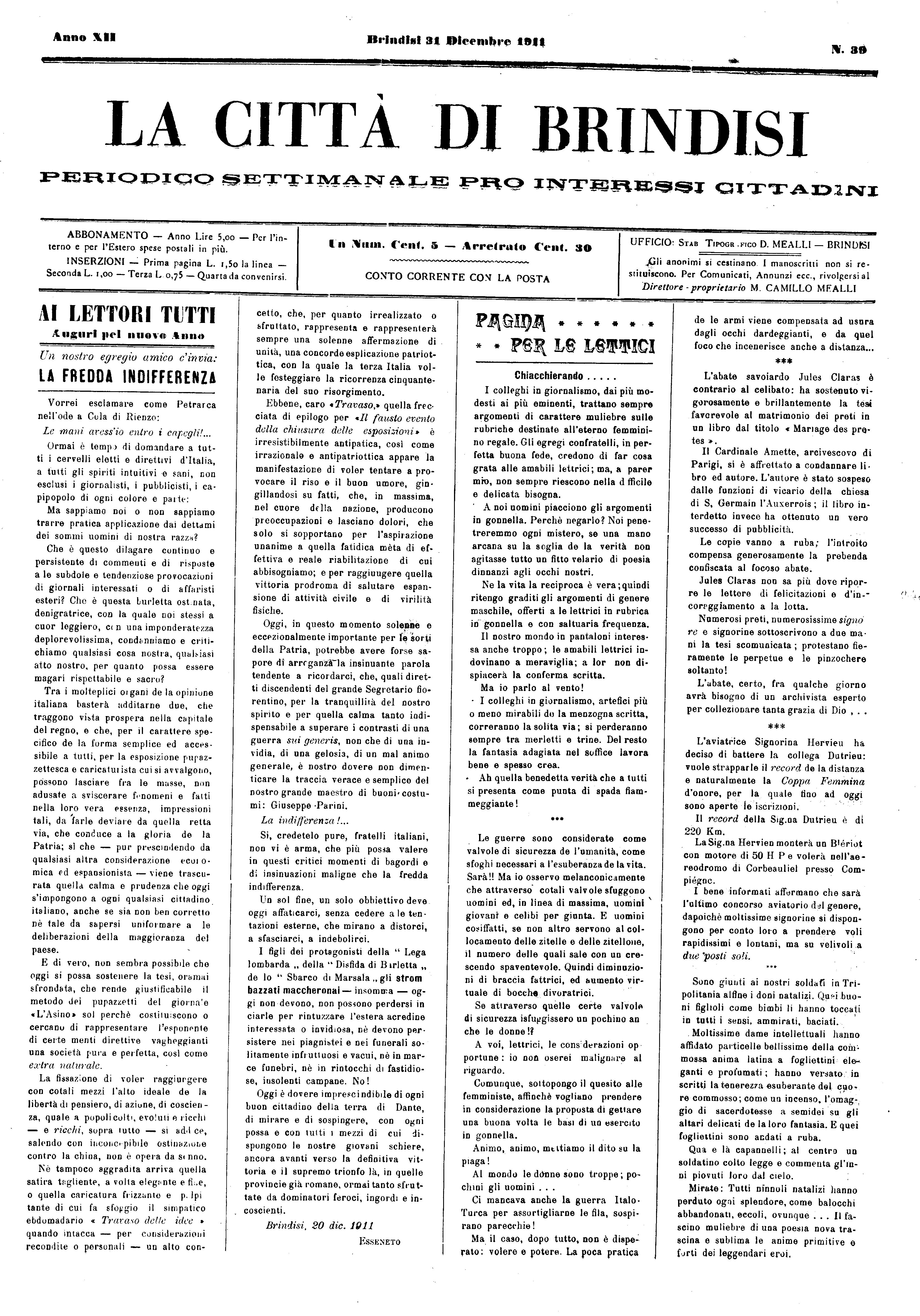 A. 12, n. 39 (31 Dic. 1911)