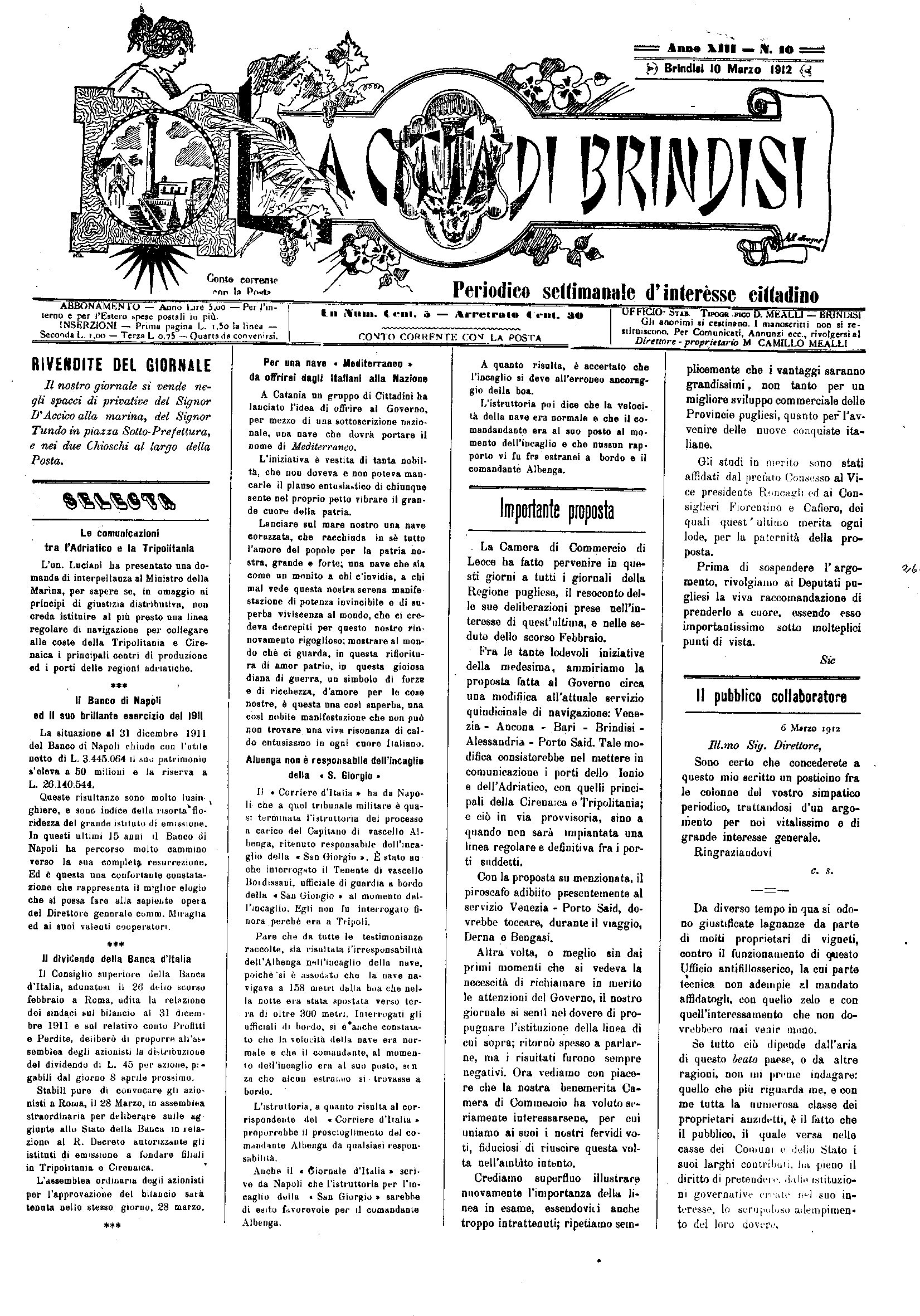 A. 13, n. 10 (10 Mar. 1912)