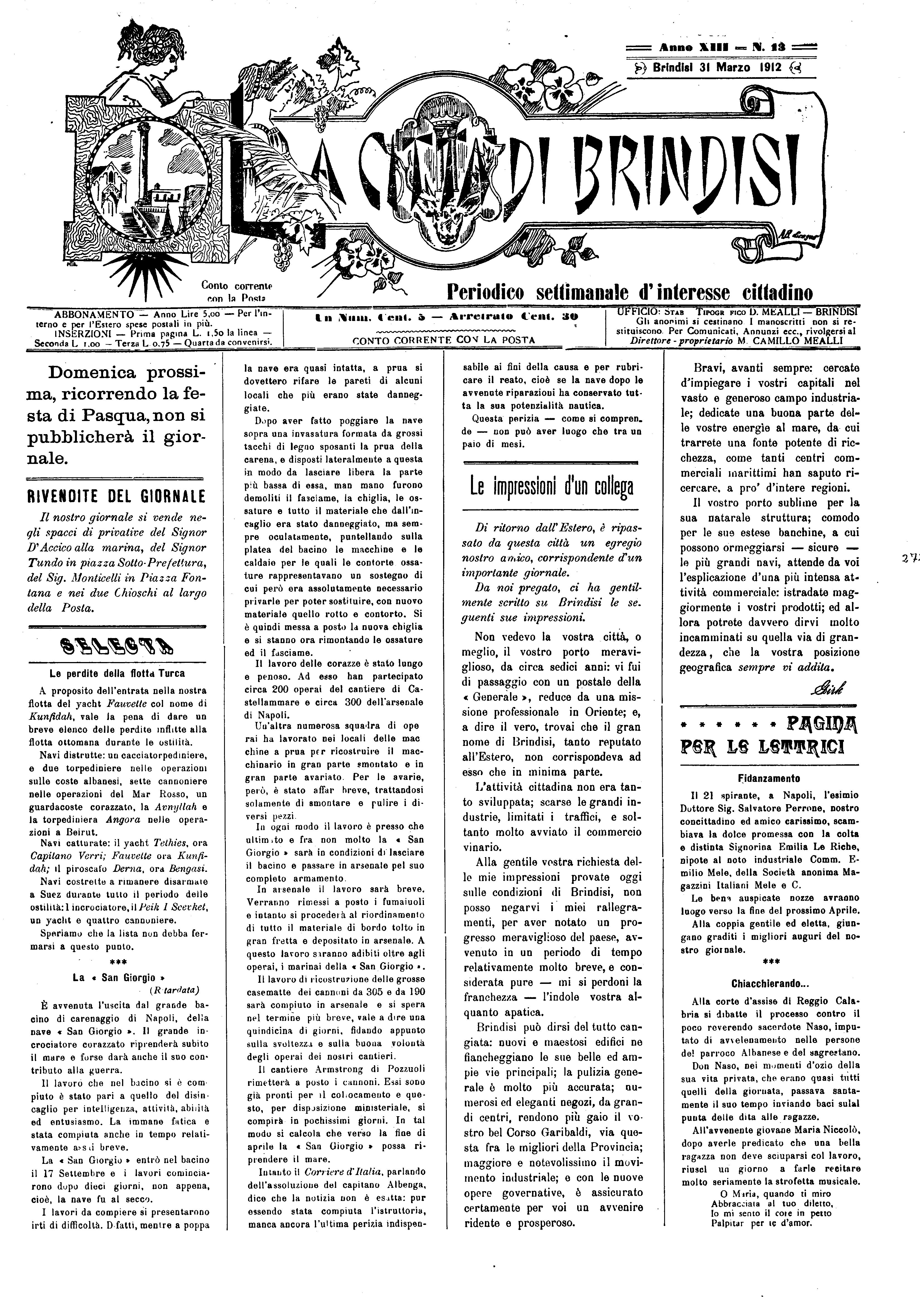 A. 13, n. 13 (31 Mar. 1912)