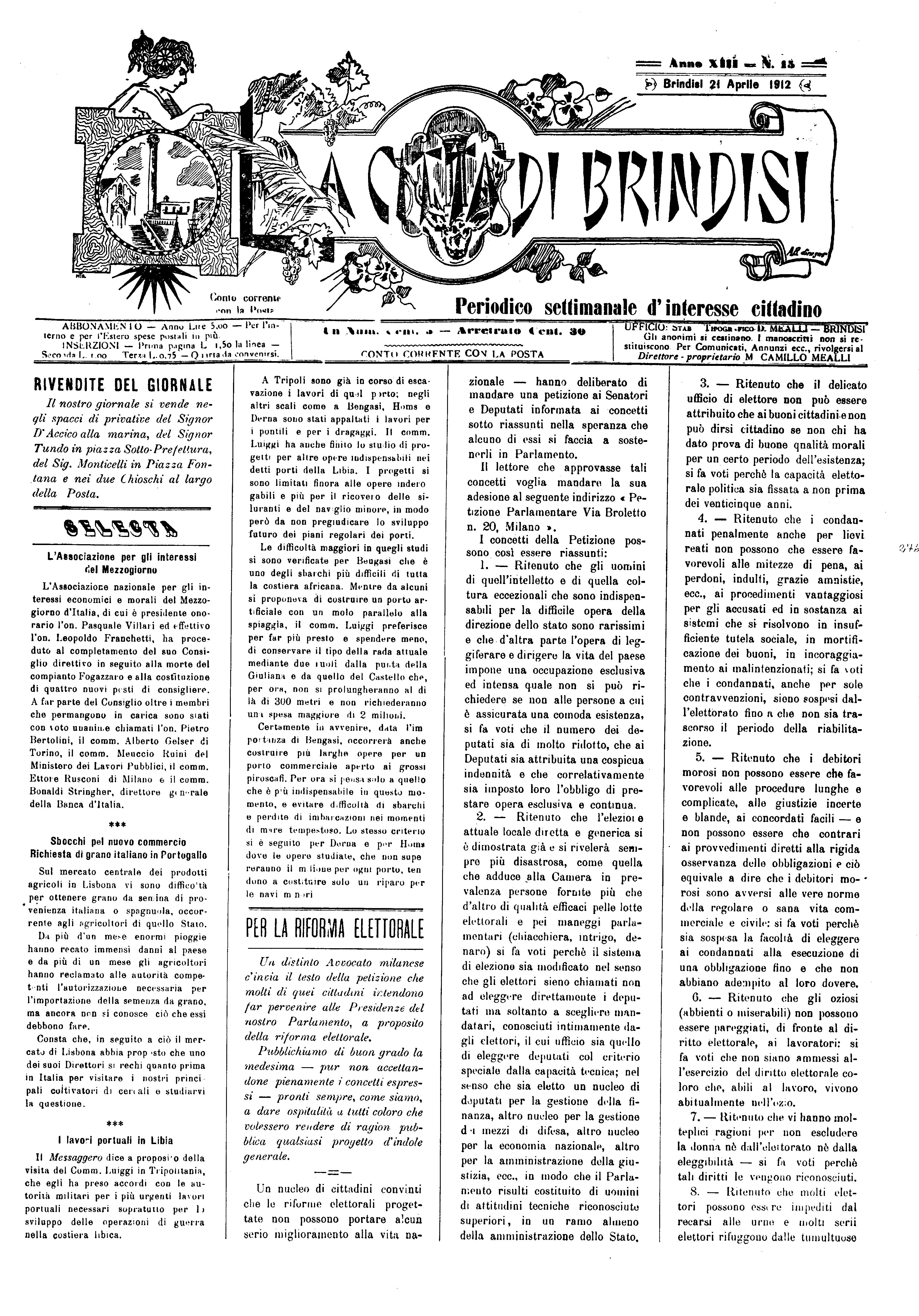 A. 13, n. 15 (21 Apr. 1912)