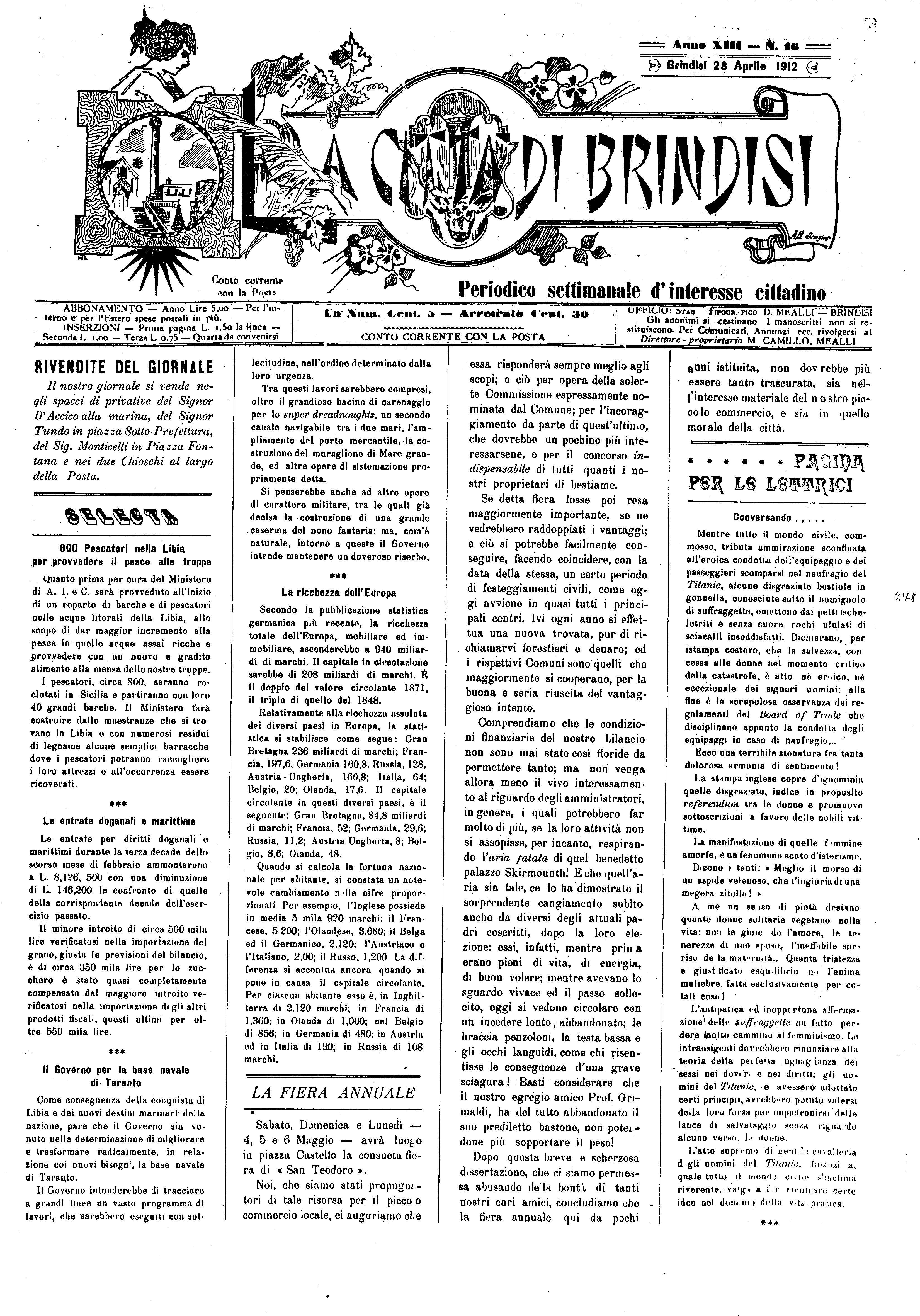 A. 13, n. 16 (28 Apr. 1912)