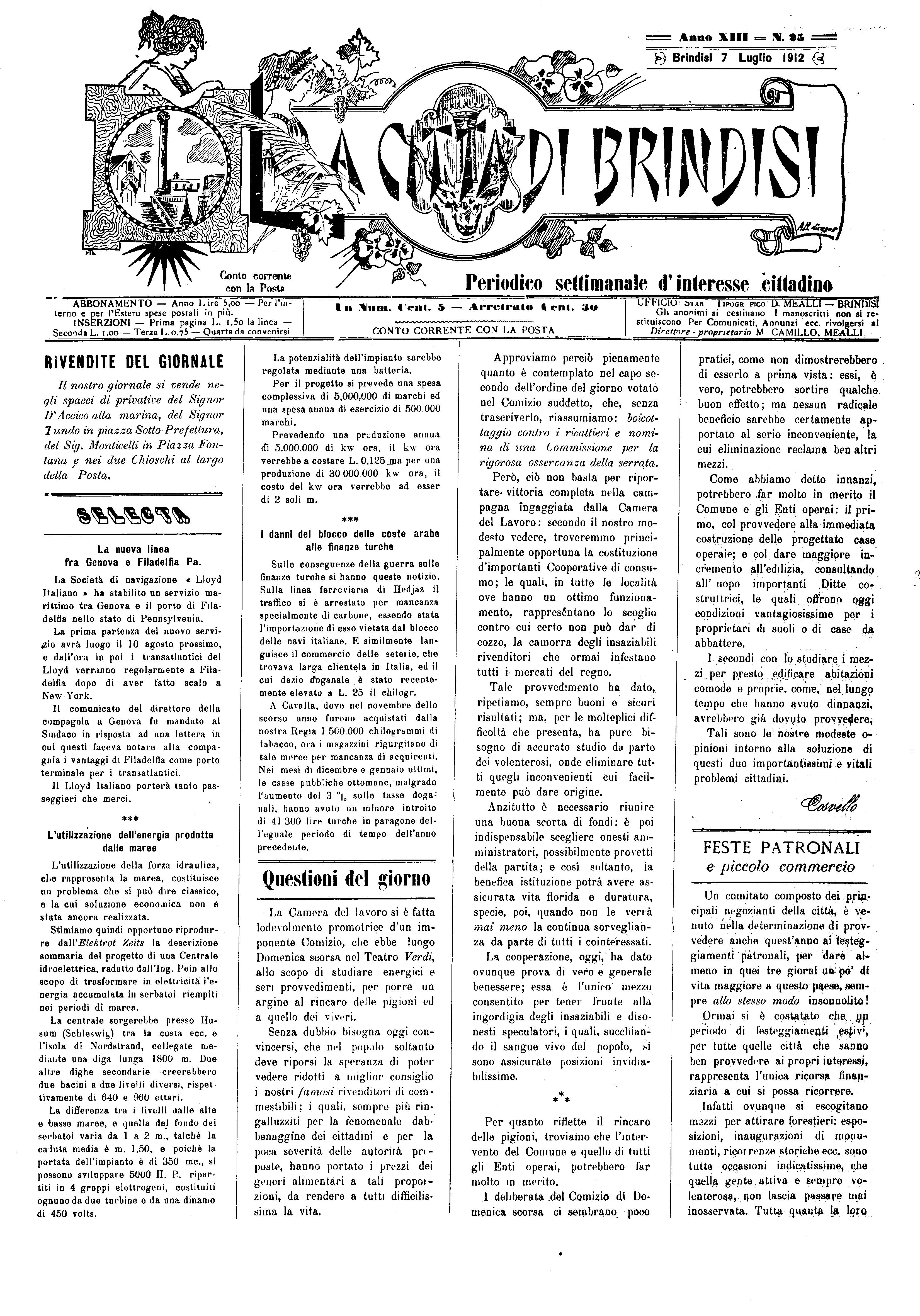 A. 13, n. 25 (07 Lug. 1912)