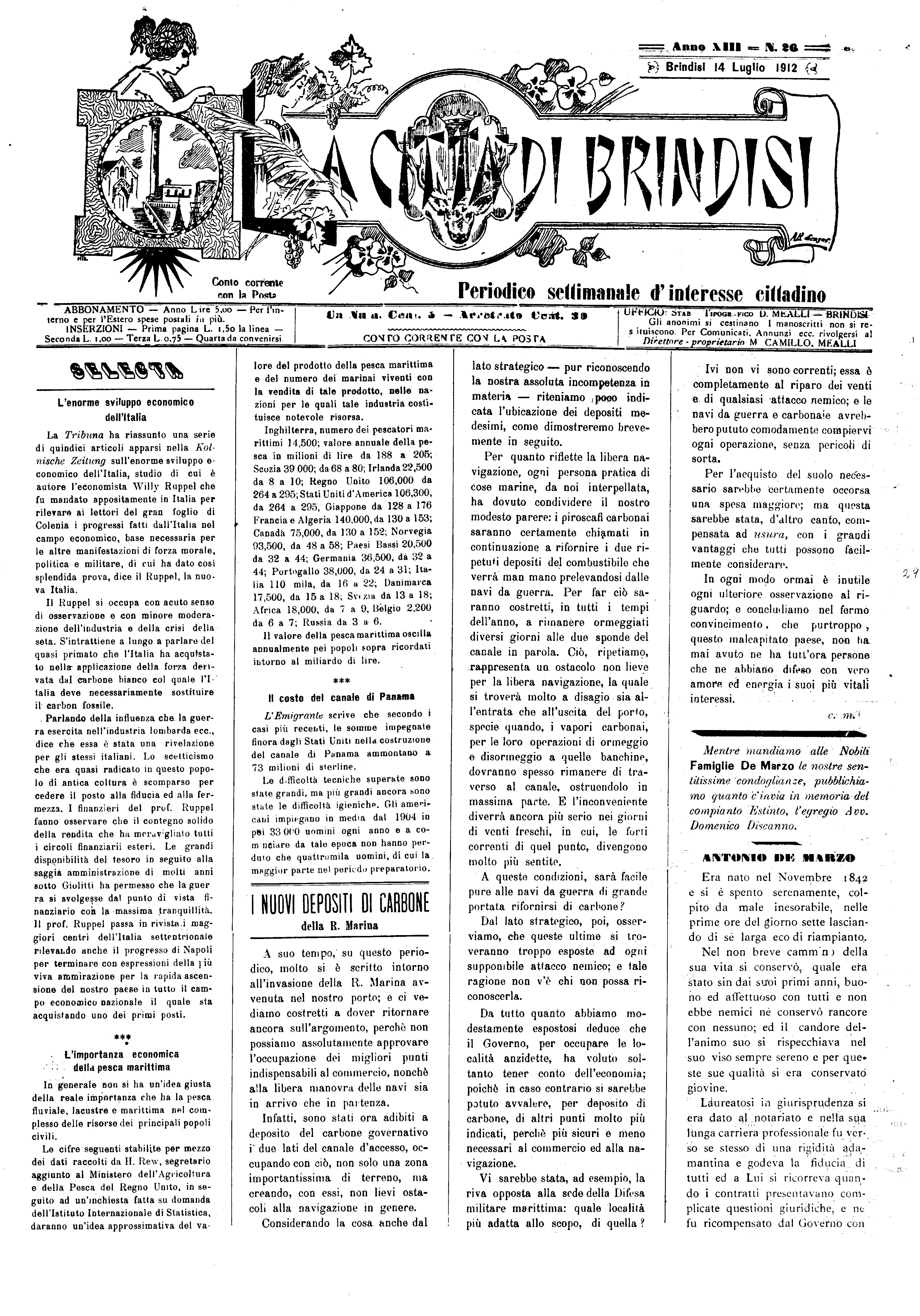 A. 13, n. 26 (14 Lug. 1912)