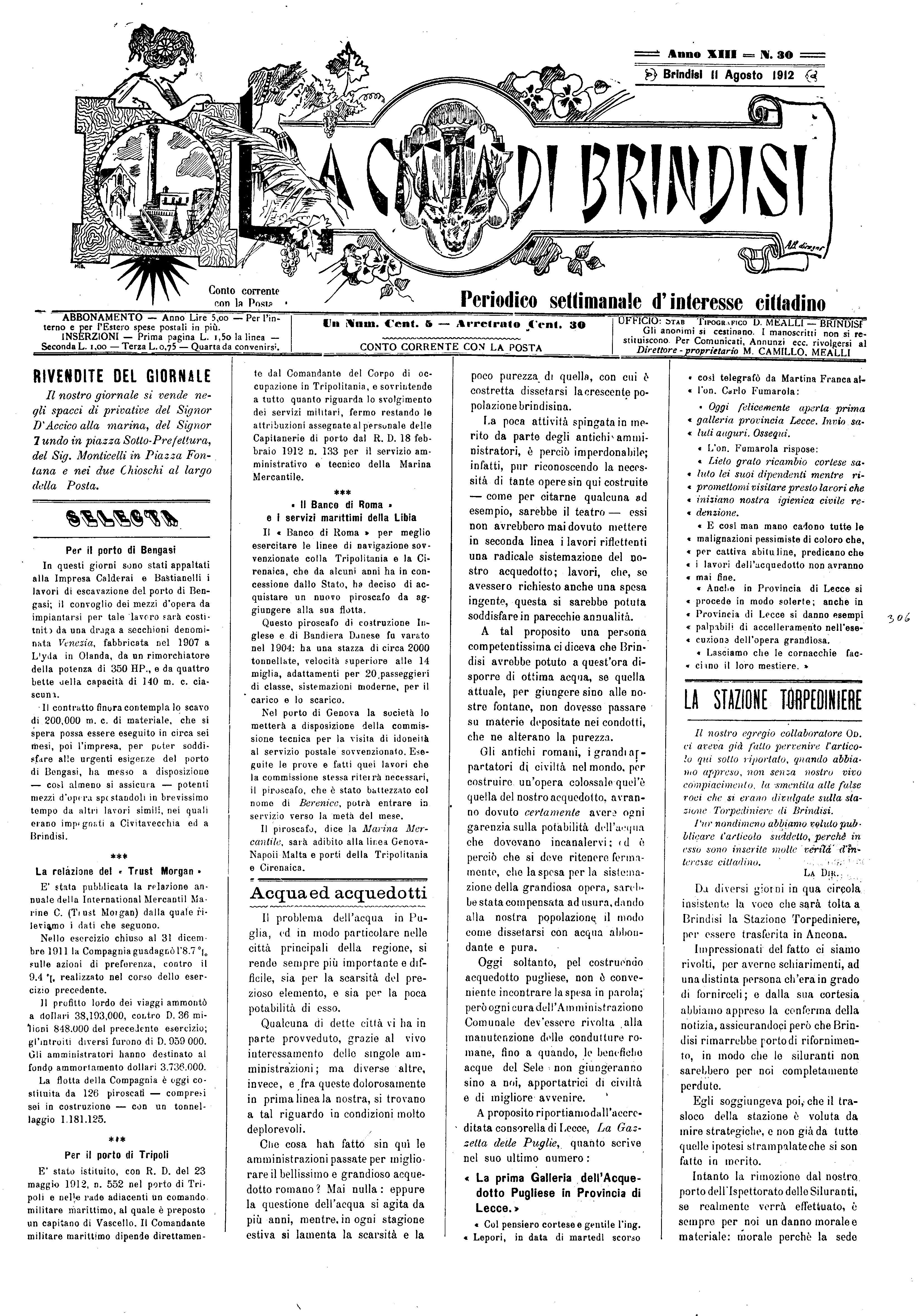 A. 13, n. 30 (11 Ago. 1912)
