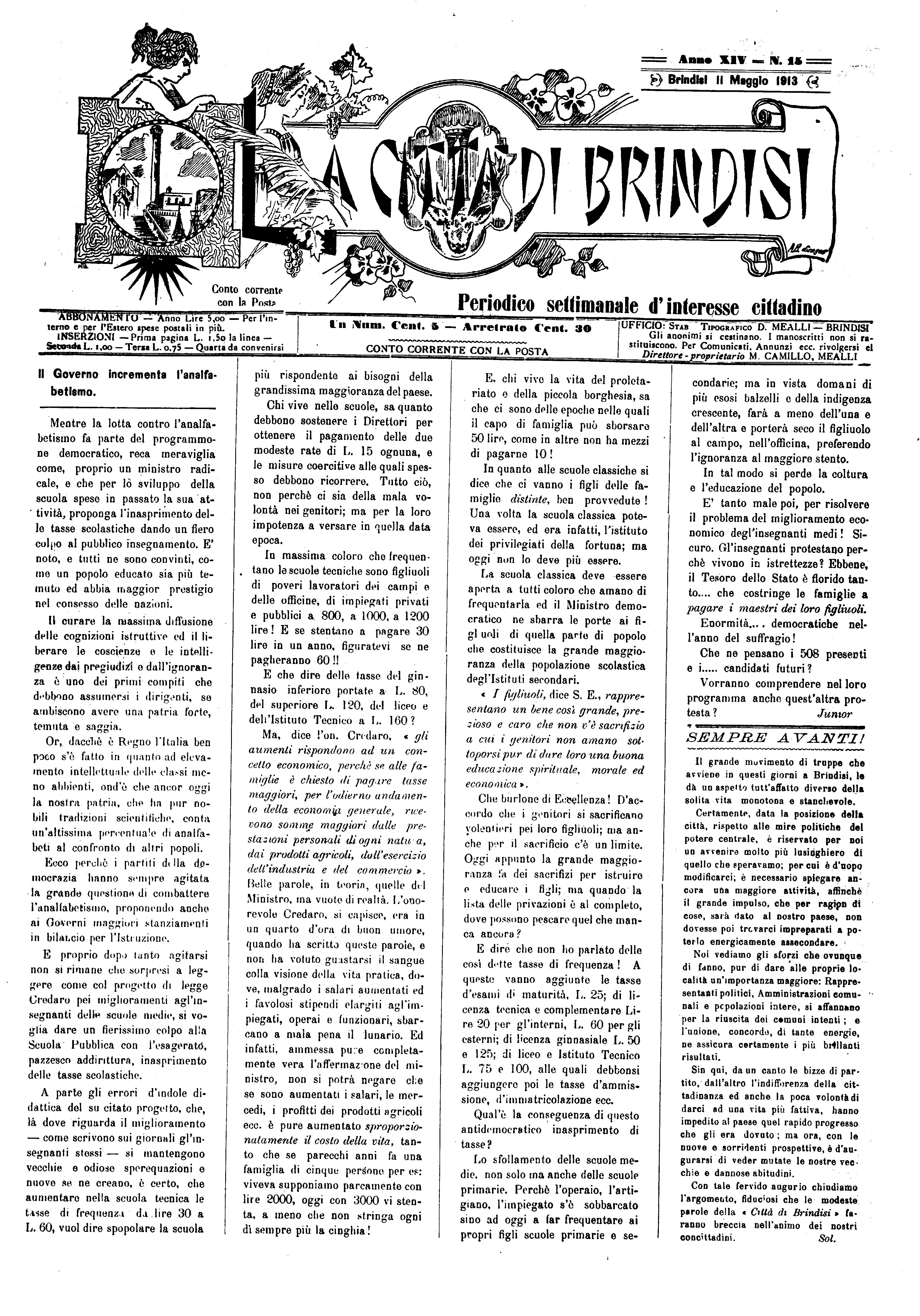 A. 14, n. 15 (11 Magg. 1913)