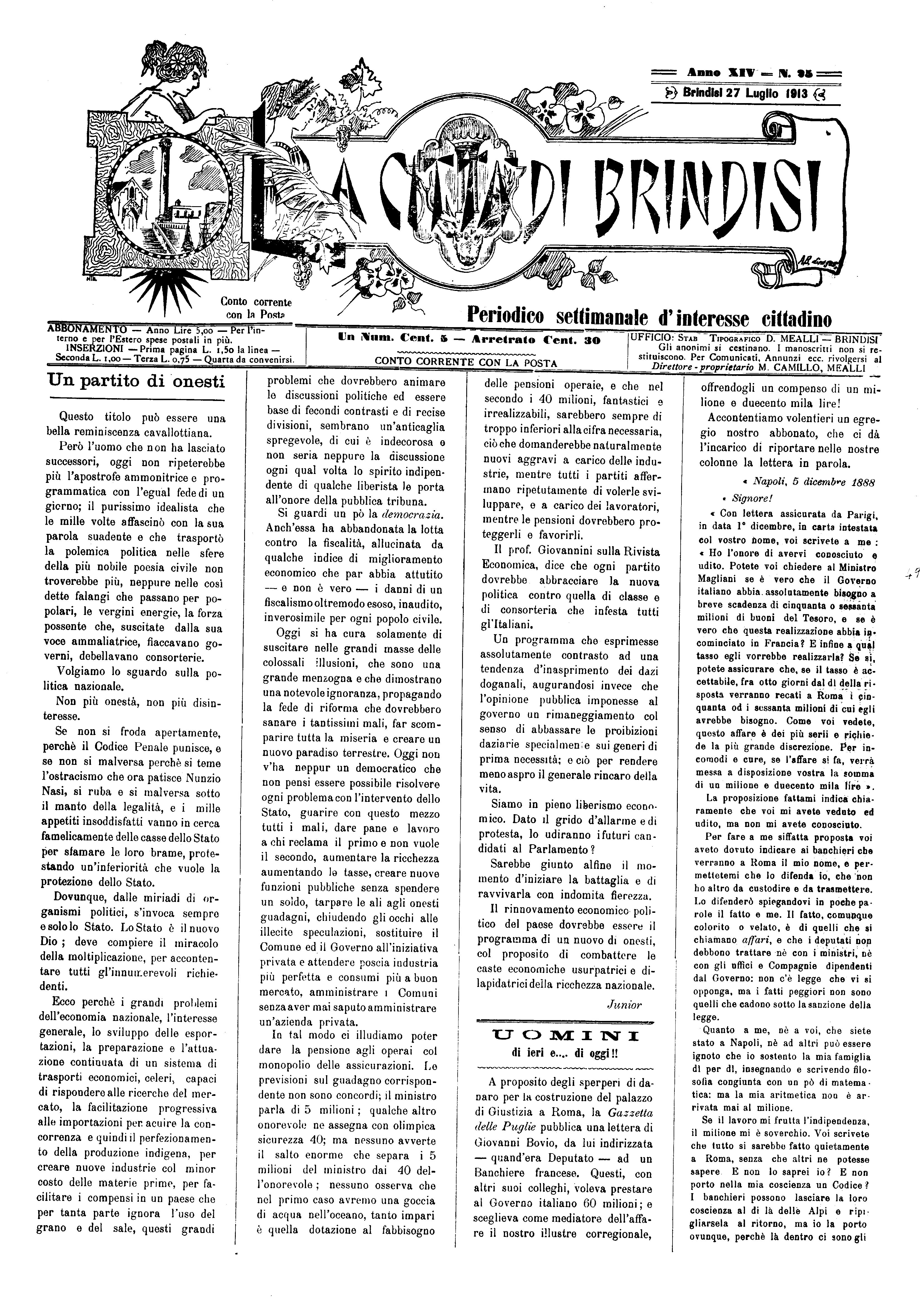 A. 14, n. 25 (27 Lug. 1913)