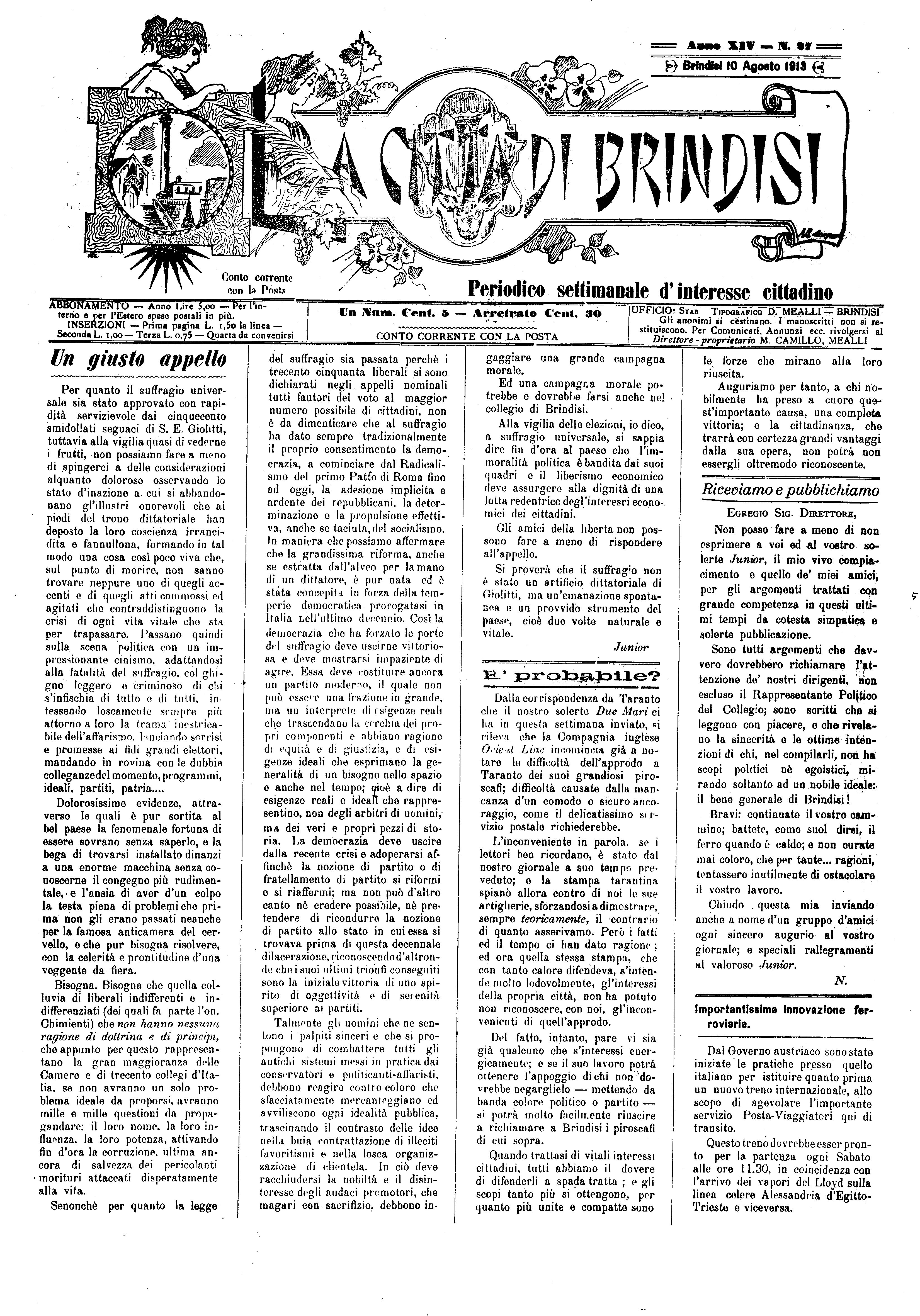 A. 14, n. 27 (10 Ago. 1913)
