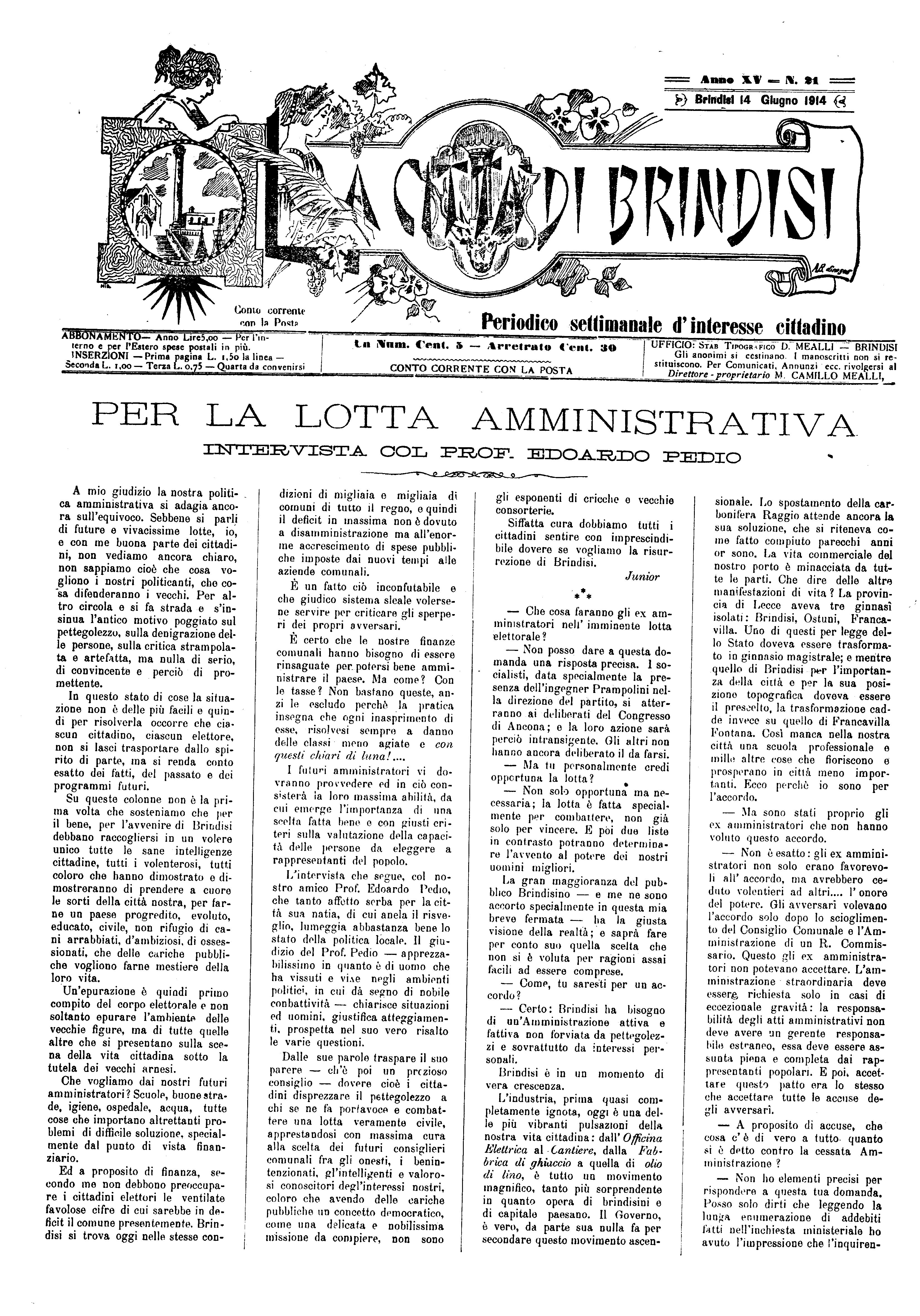 A. 15, n. 21 (14 Giu. 1914)