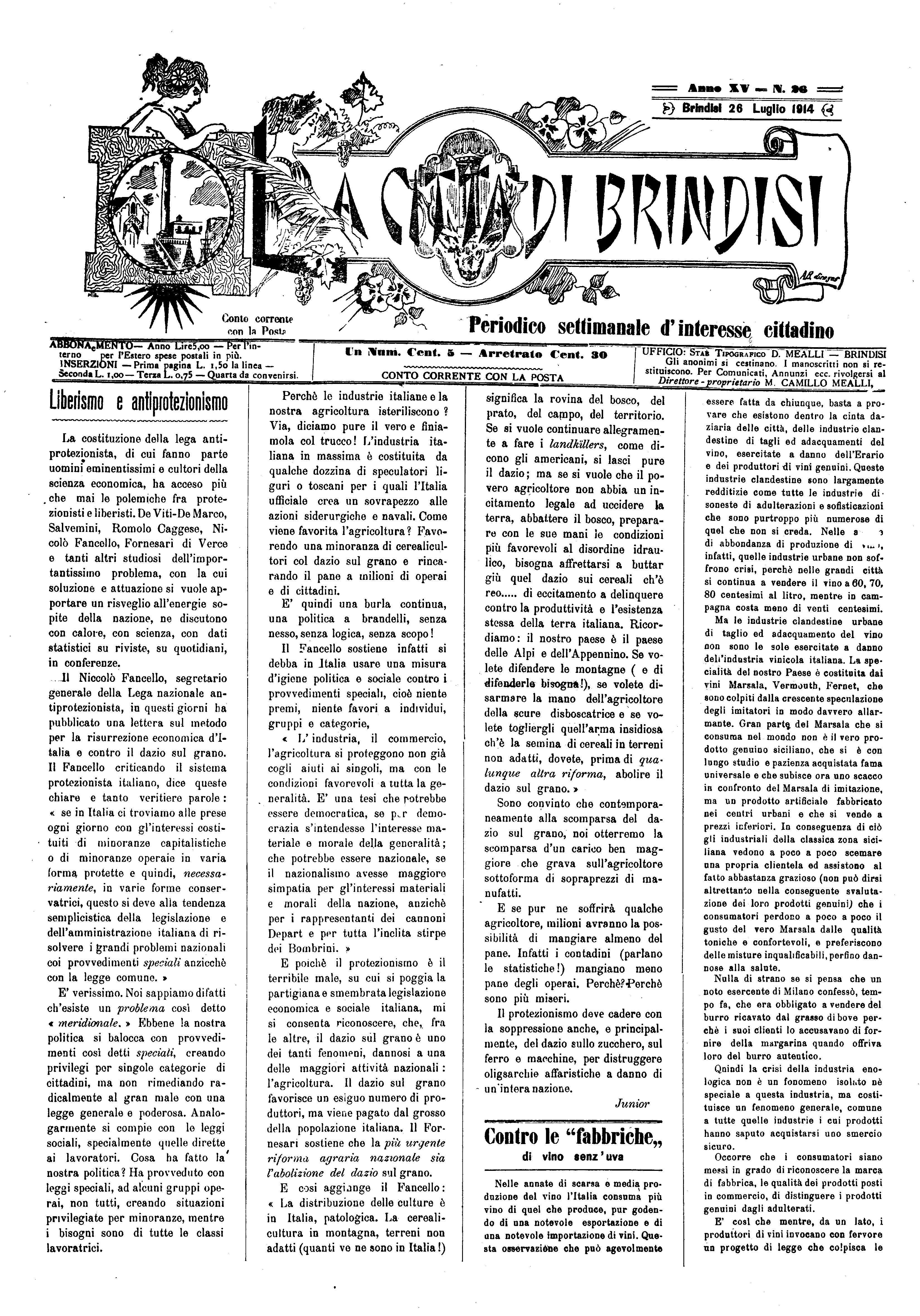 A. 15, n. 26 (26 Lug. 1914)