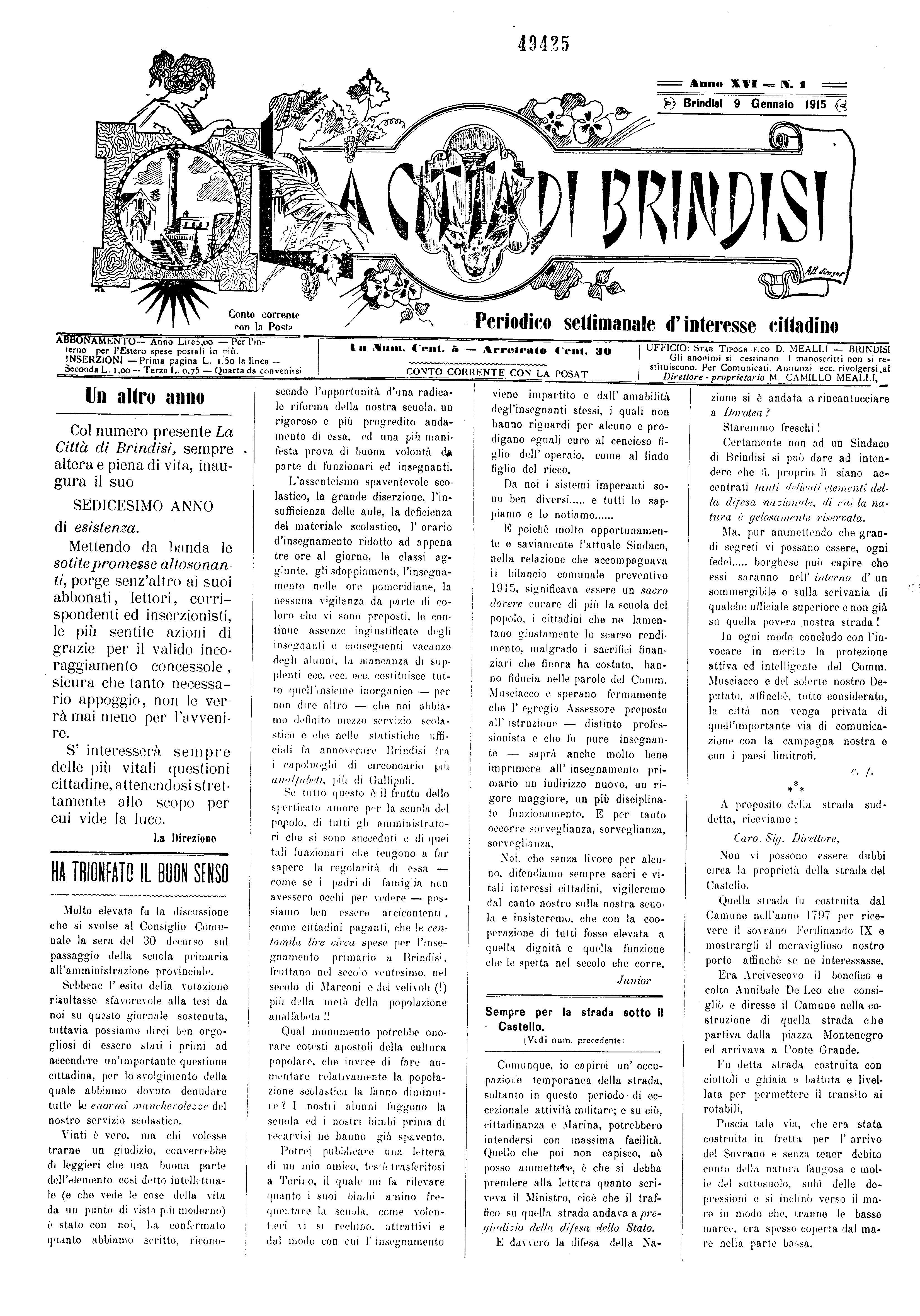 A. 16, n. 01 (09 Genn. 1915)