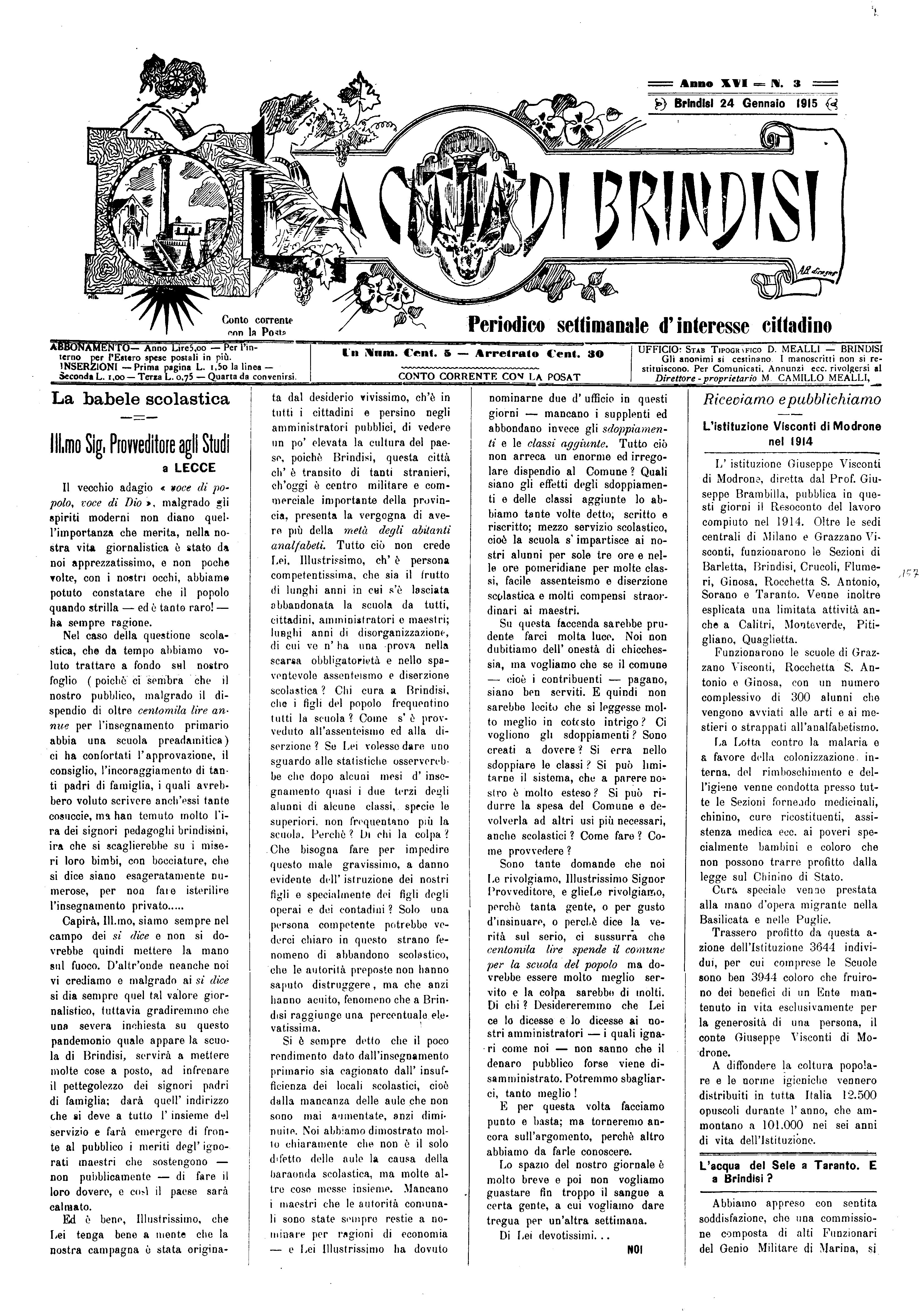 A. 16, n. 03 (24 Genn. 1915)
