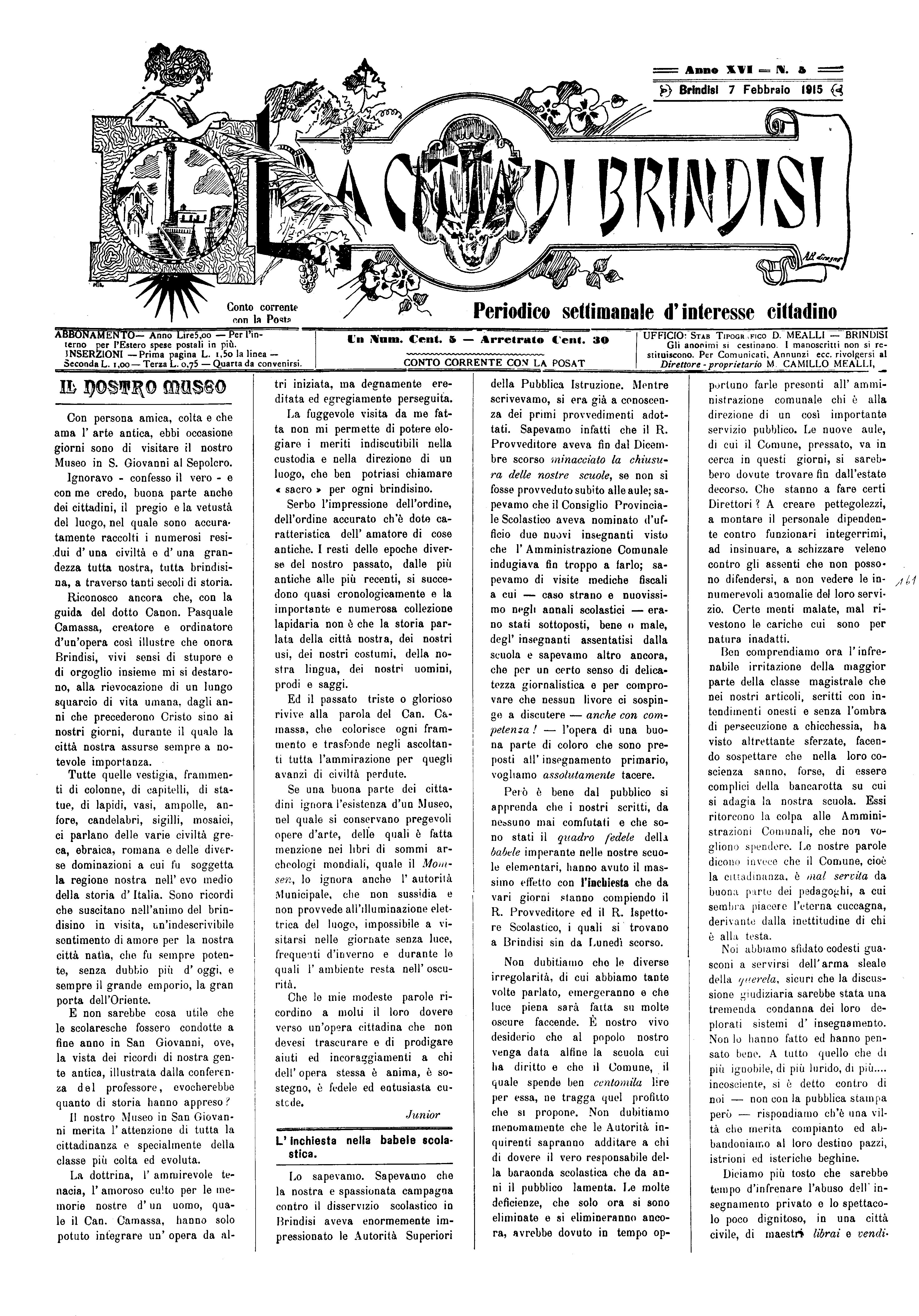 A. 16, n. 05 (07 Febb. 1915)