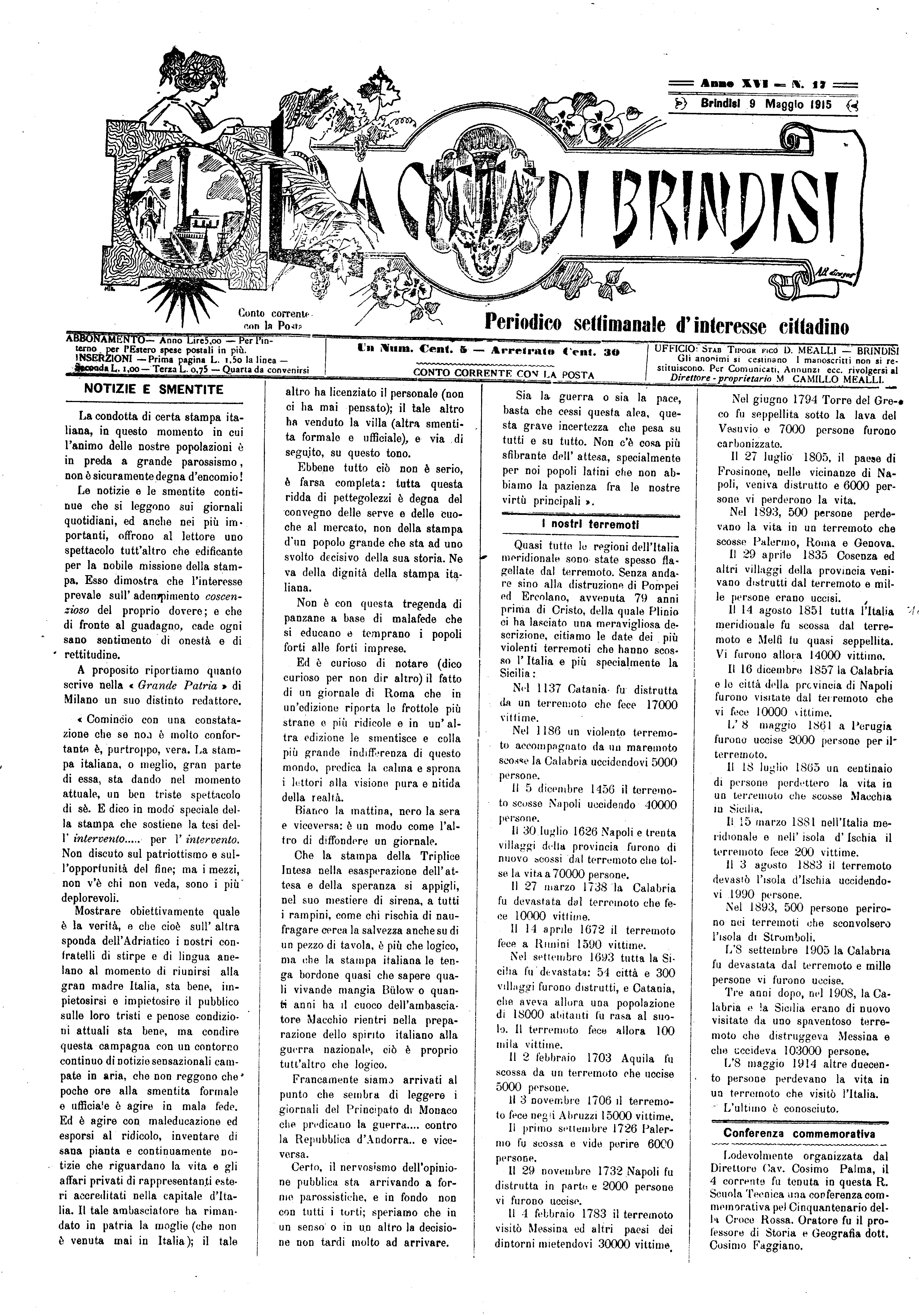 A. 16, n. 17 (09 Magg. 1915)