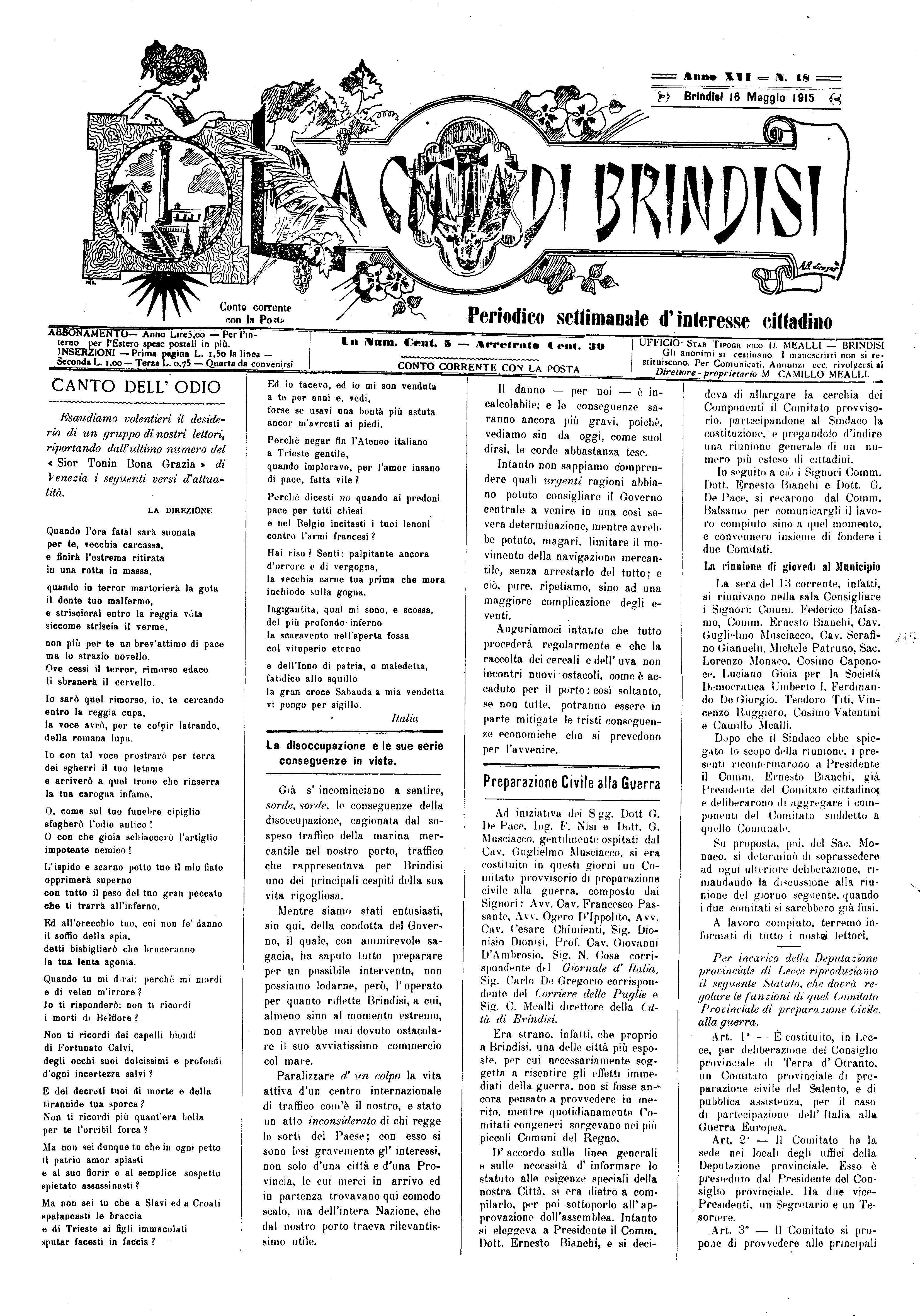 A. 16, n. 18 (16 Magg. 1915)