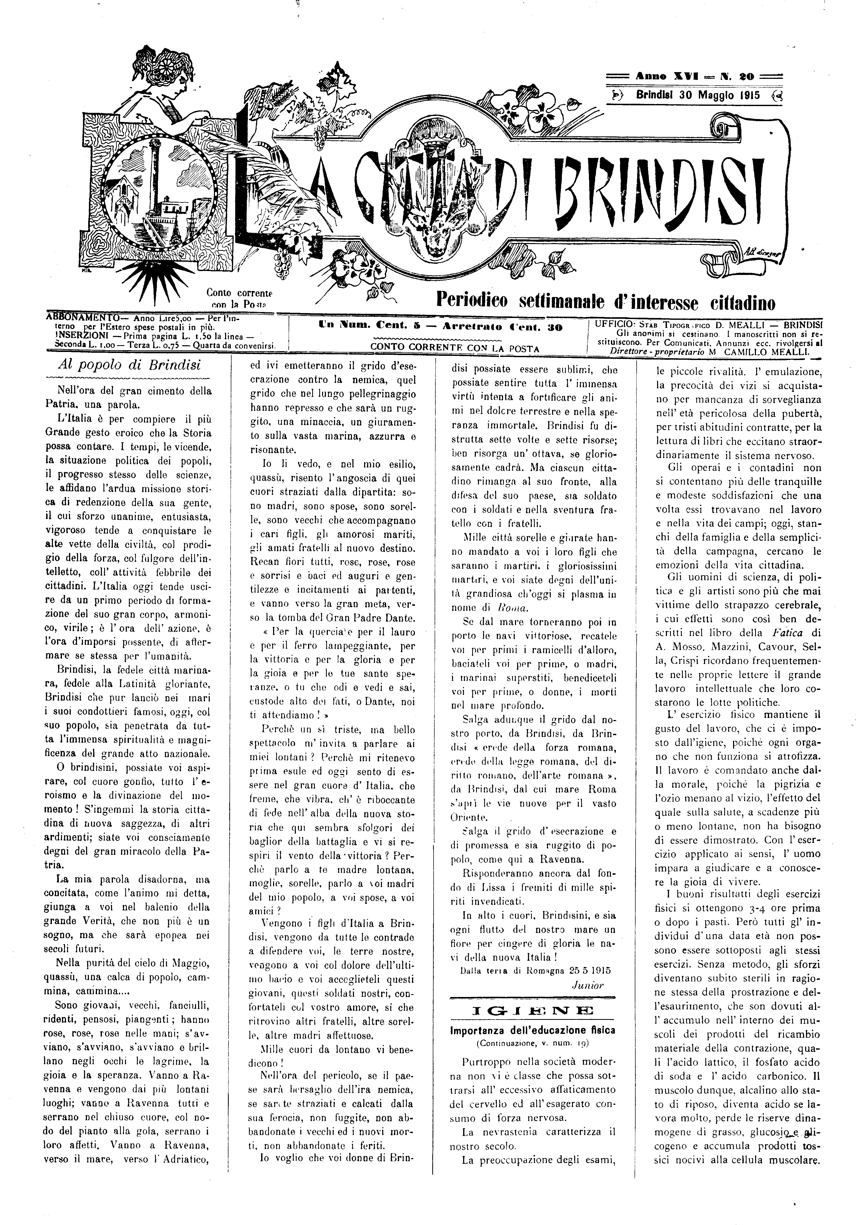 A. 16, n. 20 (30 Magg. 1915)
