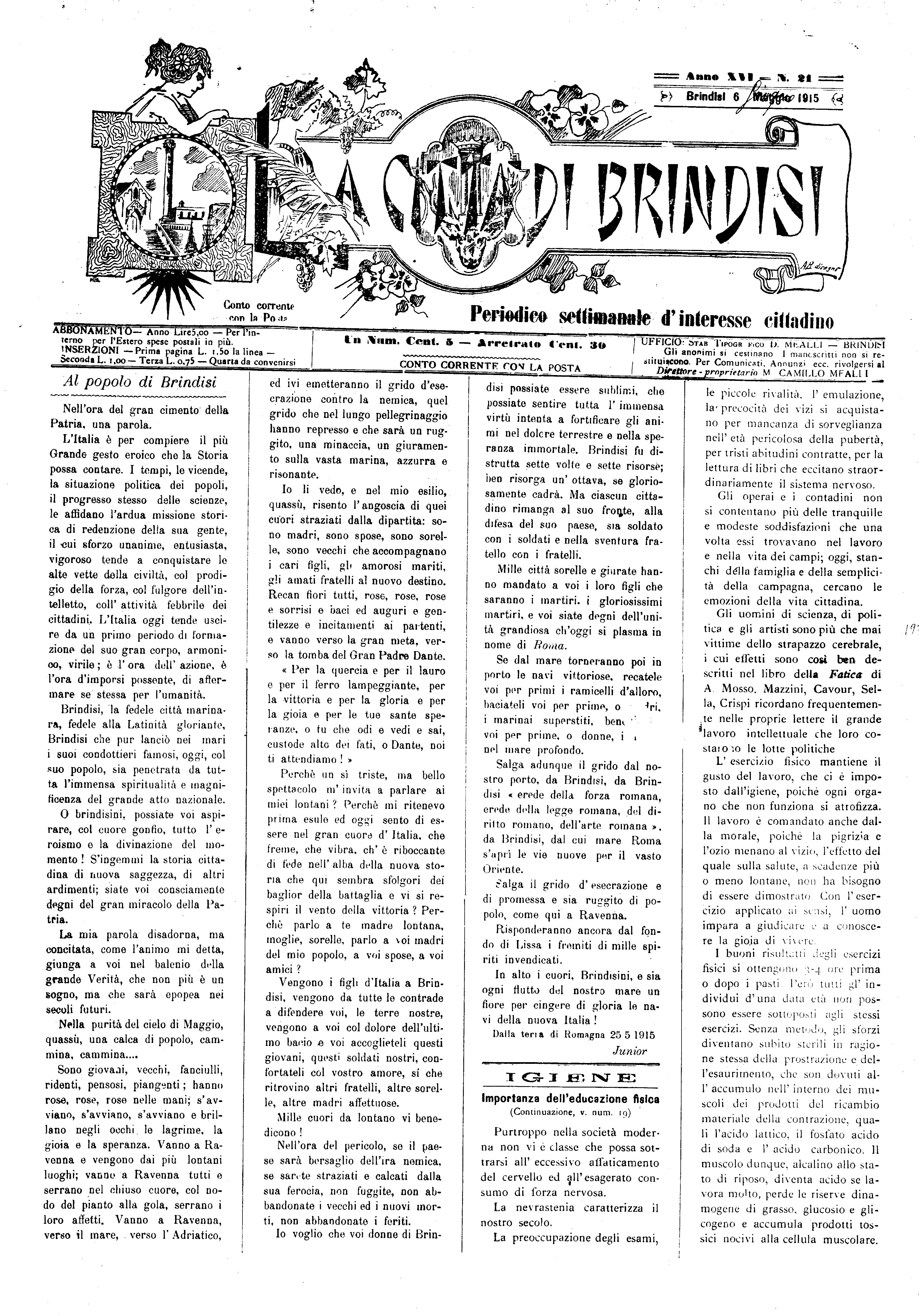A. 16, n. 21 (06 Giu. 1915)