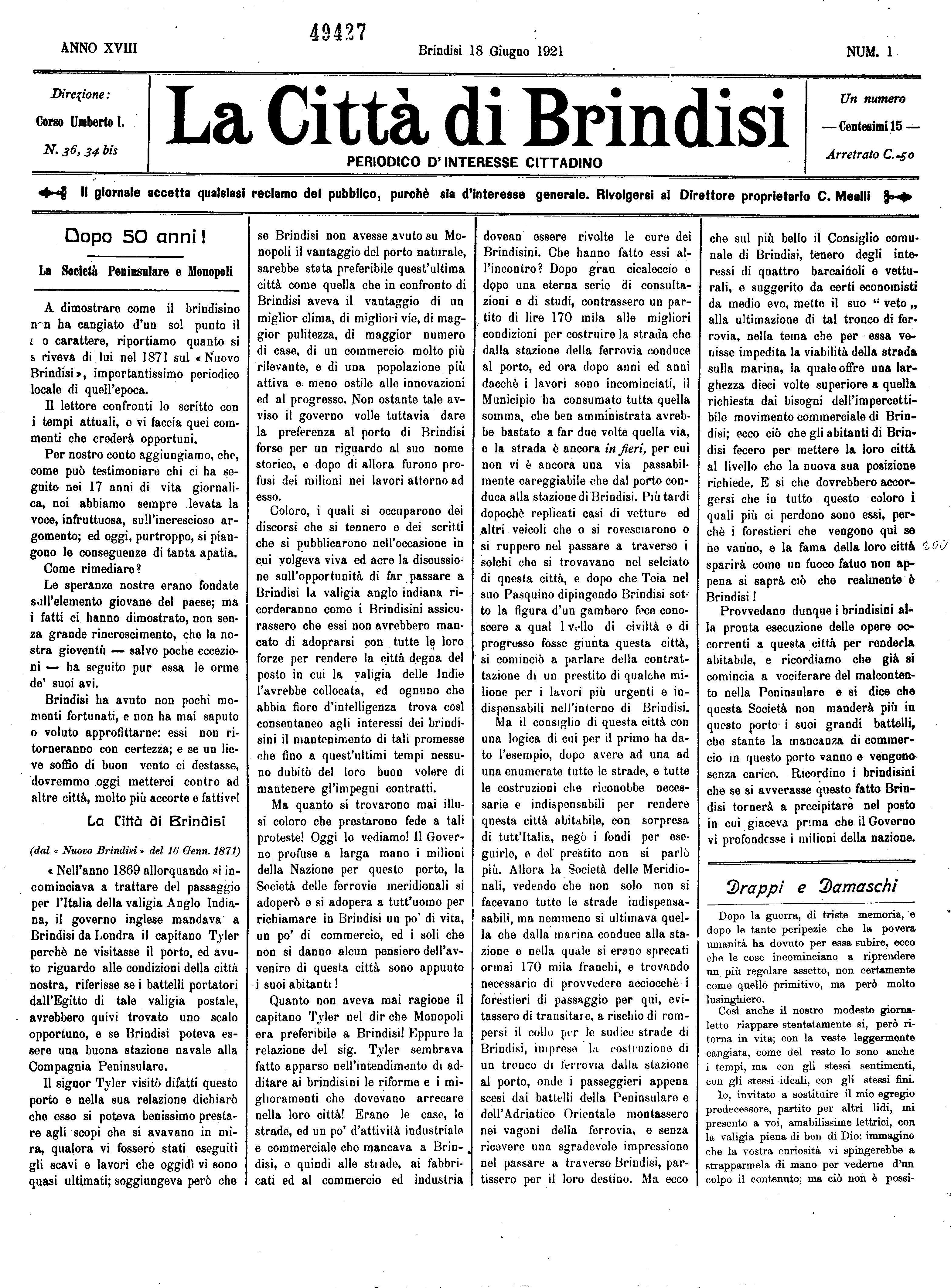 A. 18, n. 01 (18 Giu. 1921)
