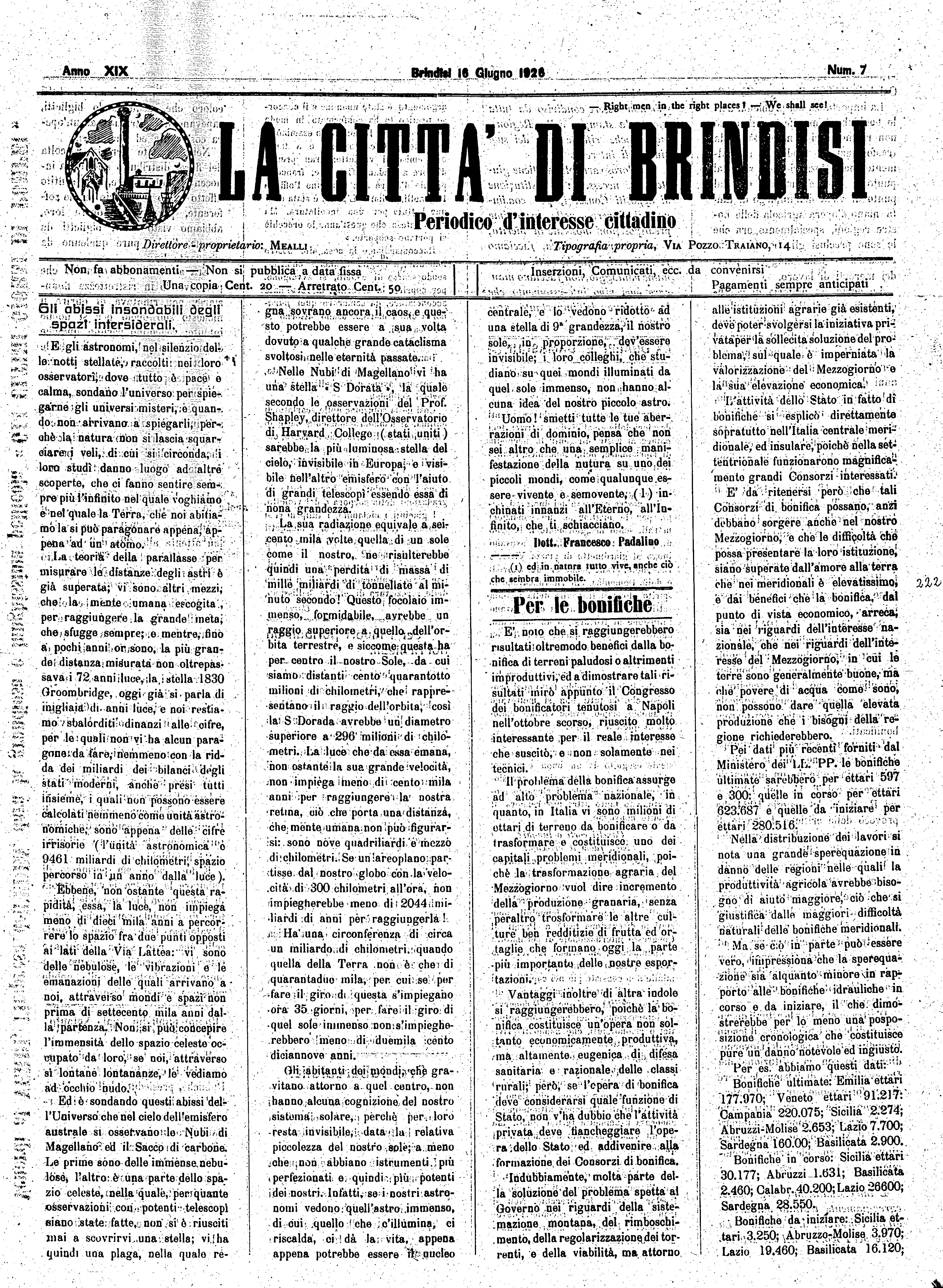 A. 19, n. 07 (16 Giu. 1926)