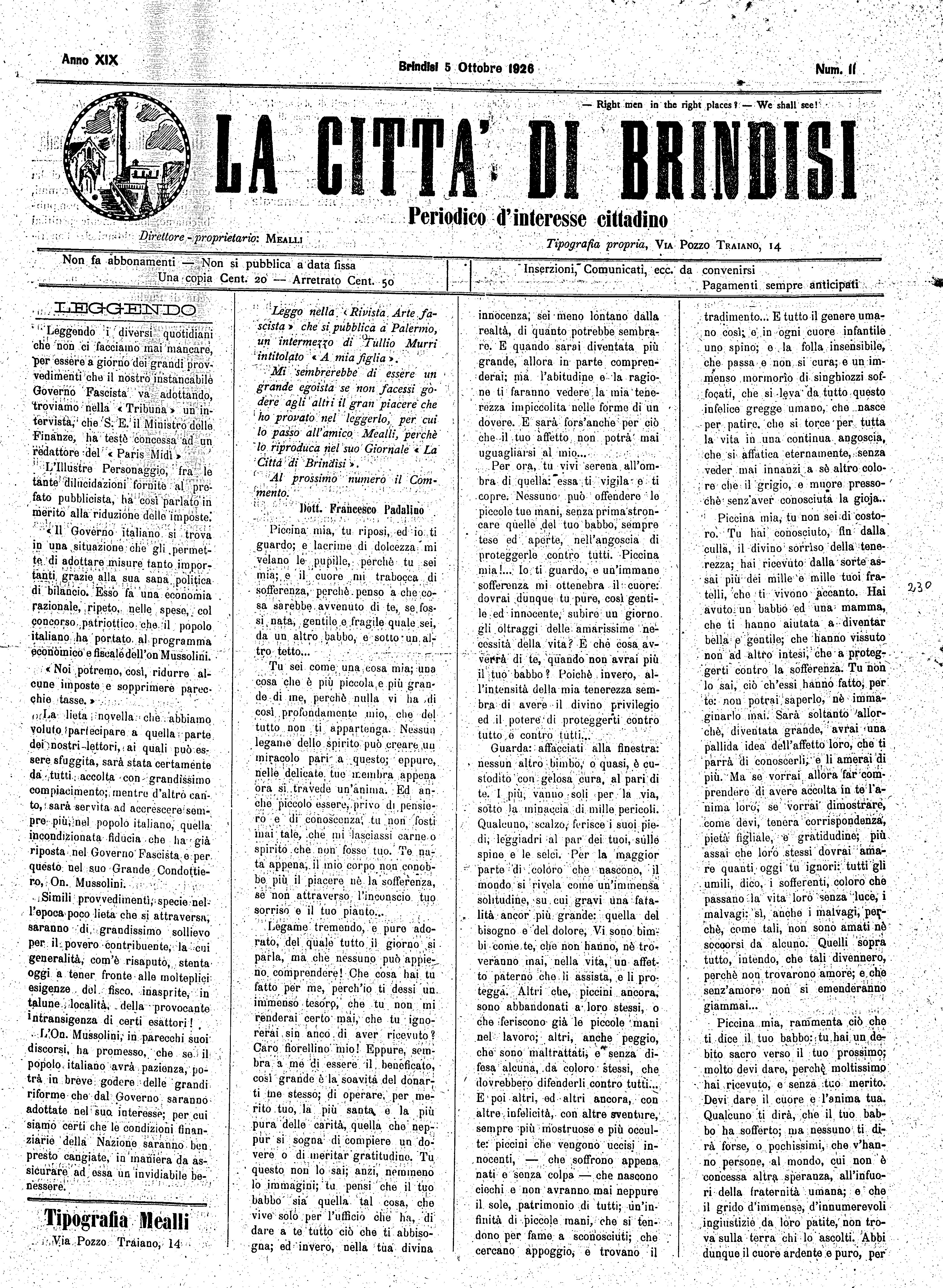 A. 19, n. 11 (05 Ott. 1926)