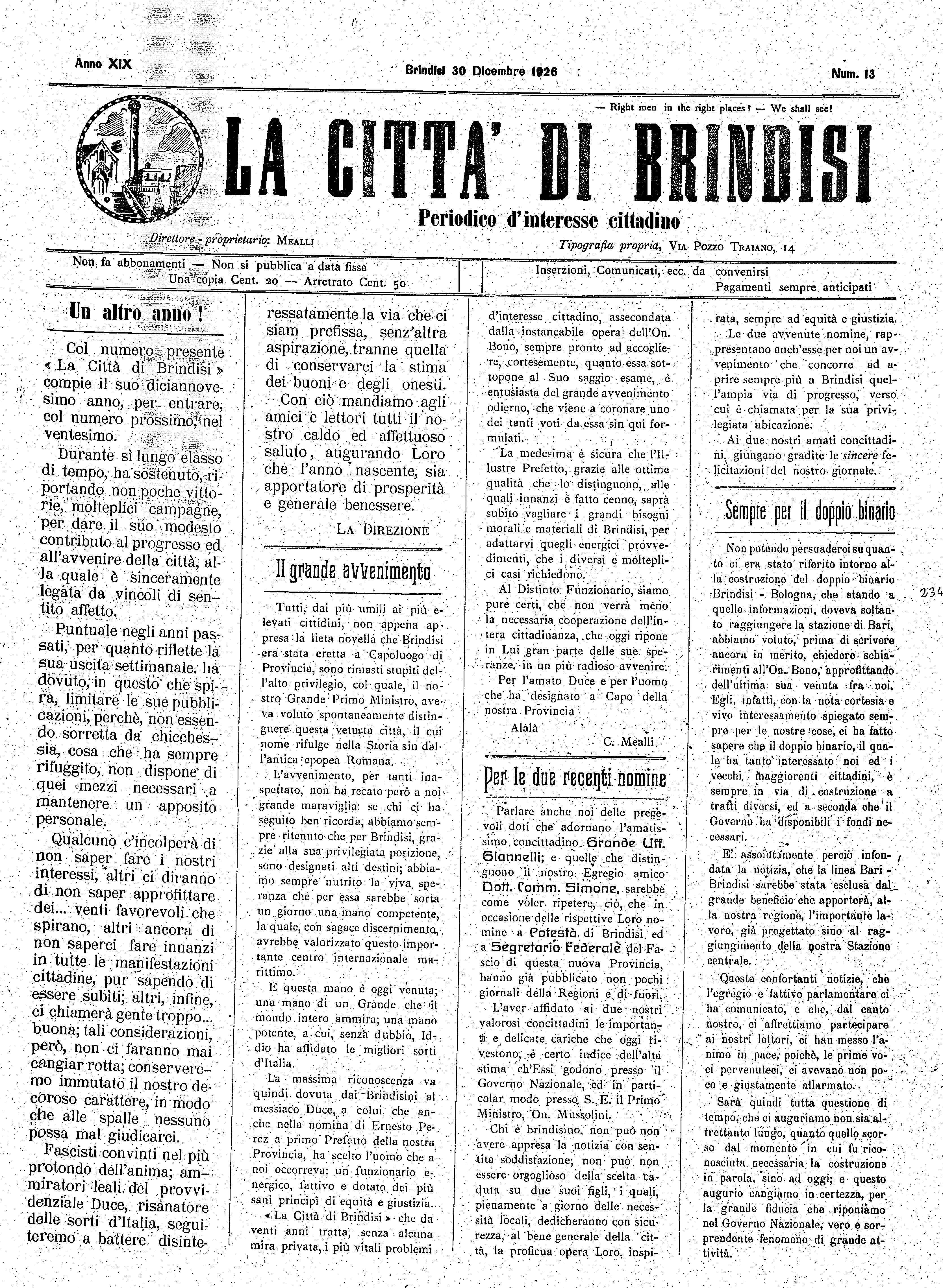 A. 19, n. 13 (30 Dic. 1926)