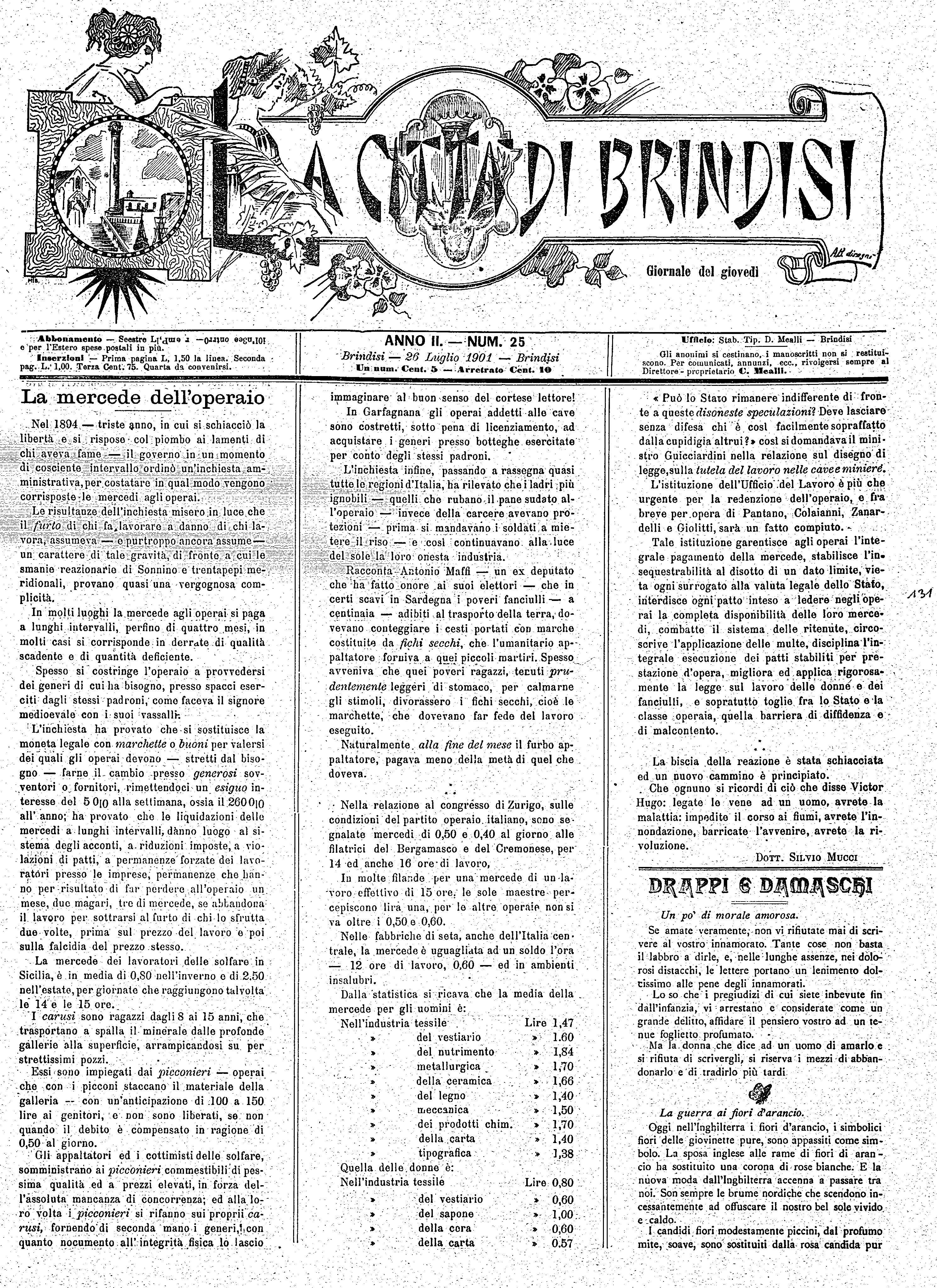 A. 2, n. 25 (26 Lug. 1901)