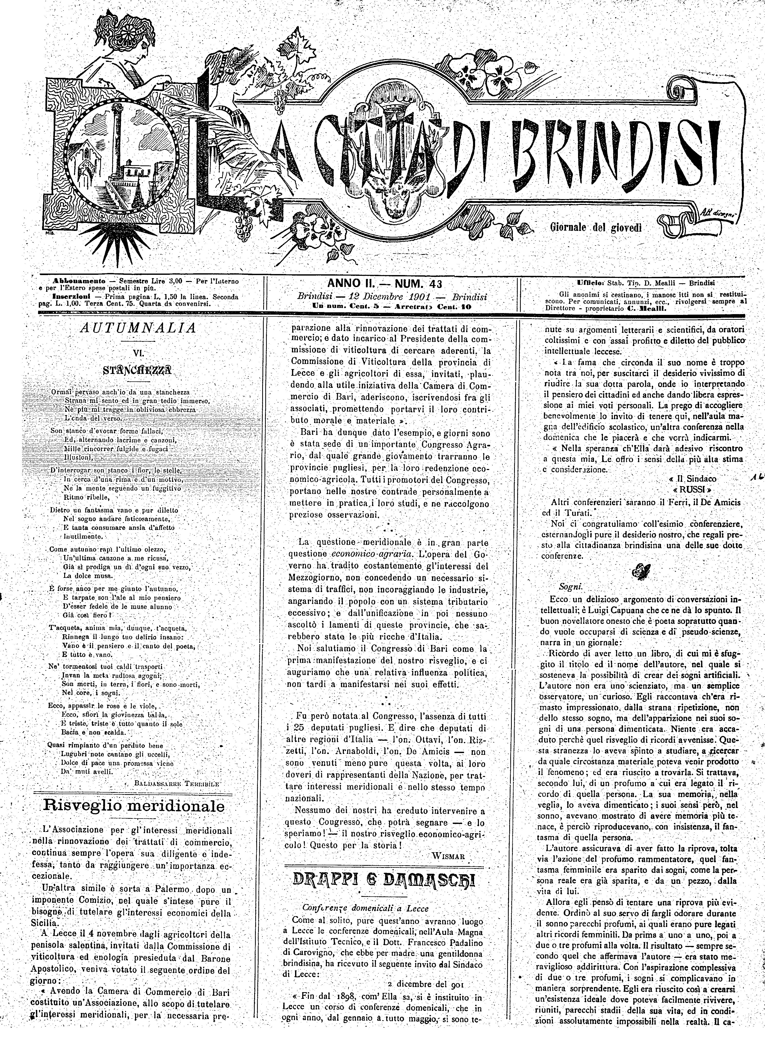 A. 2, n. 43 (12 Dic. 1901)
