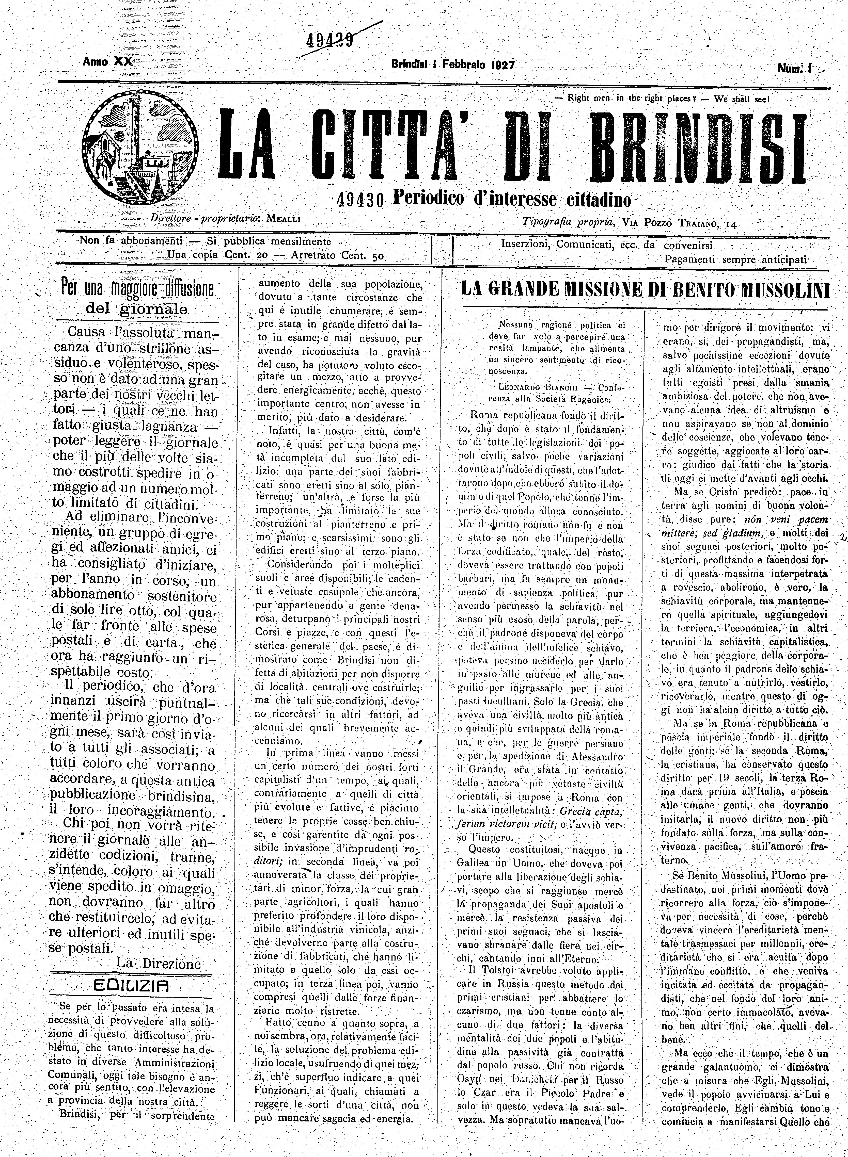 A. 20, n. 01 (01 Febb. 1927)