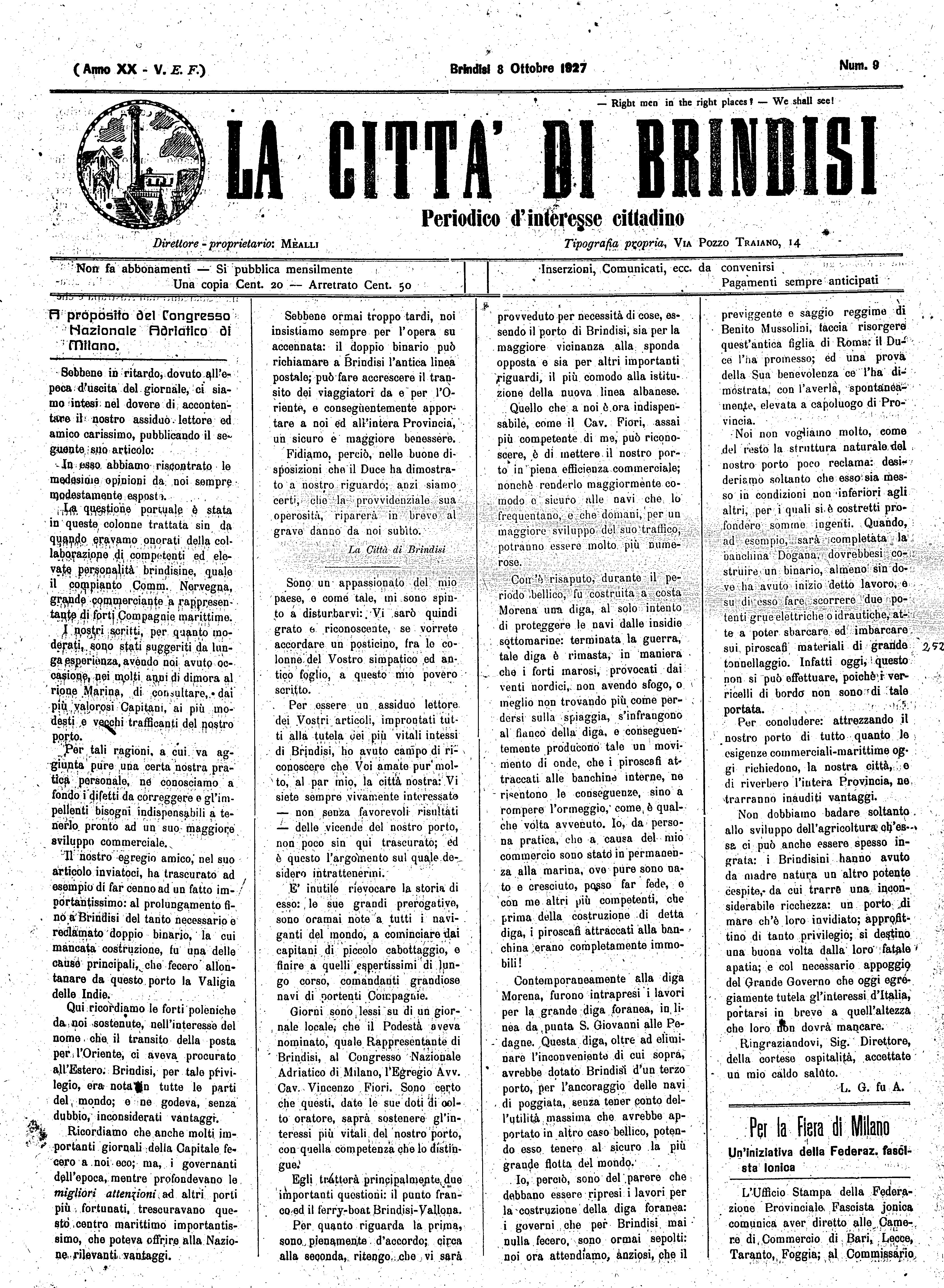 A. 20, n. 09 (08 Ott. 1927)