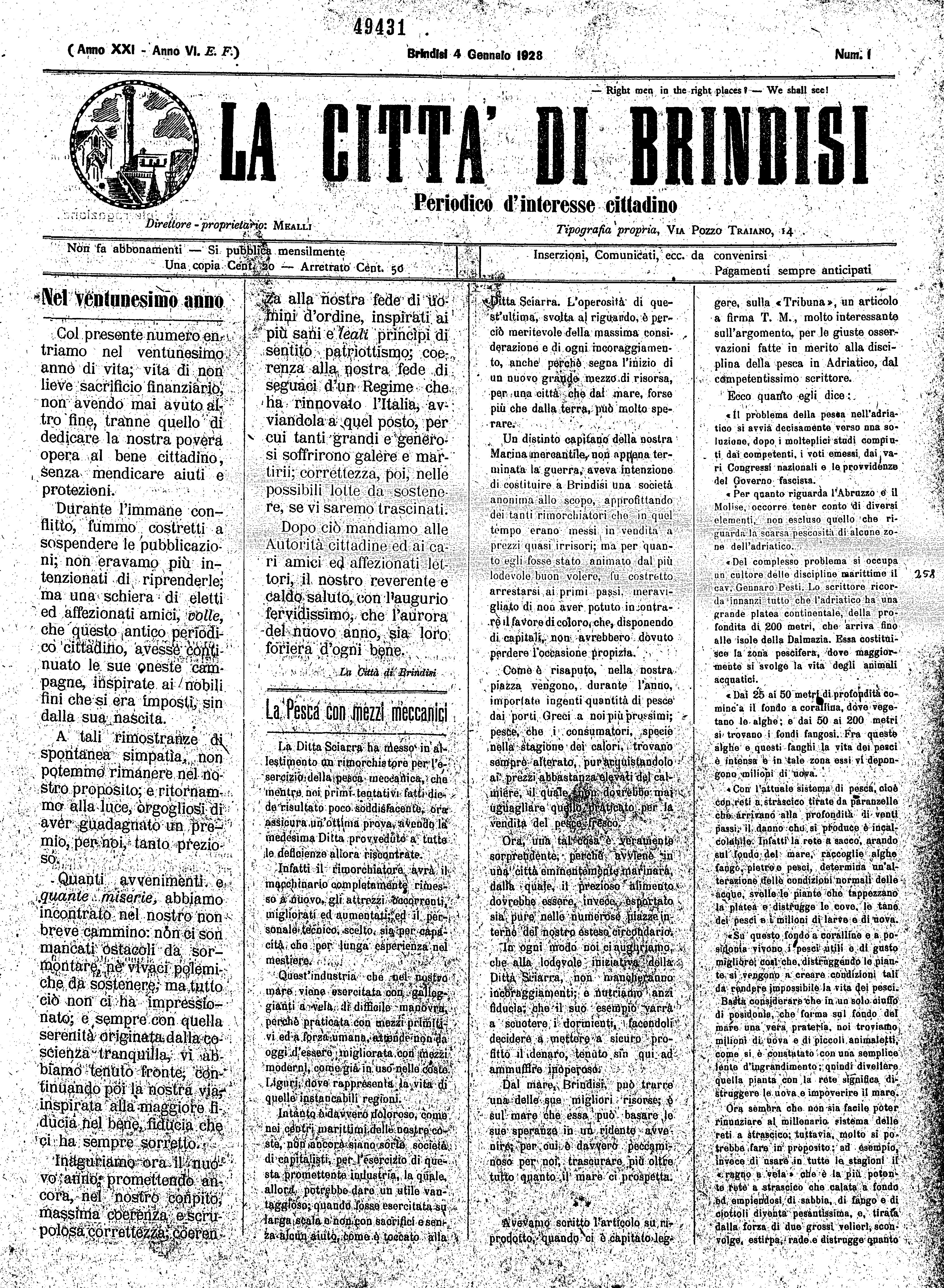 A. 21, n. 01 (04 Genn. 1928)