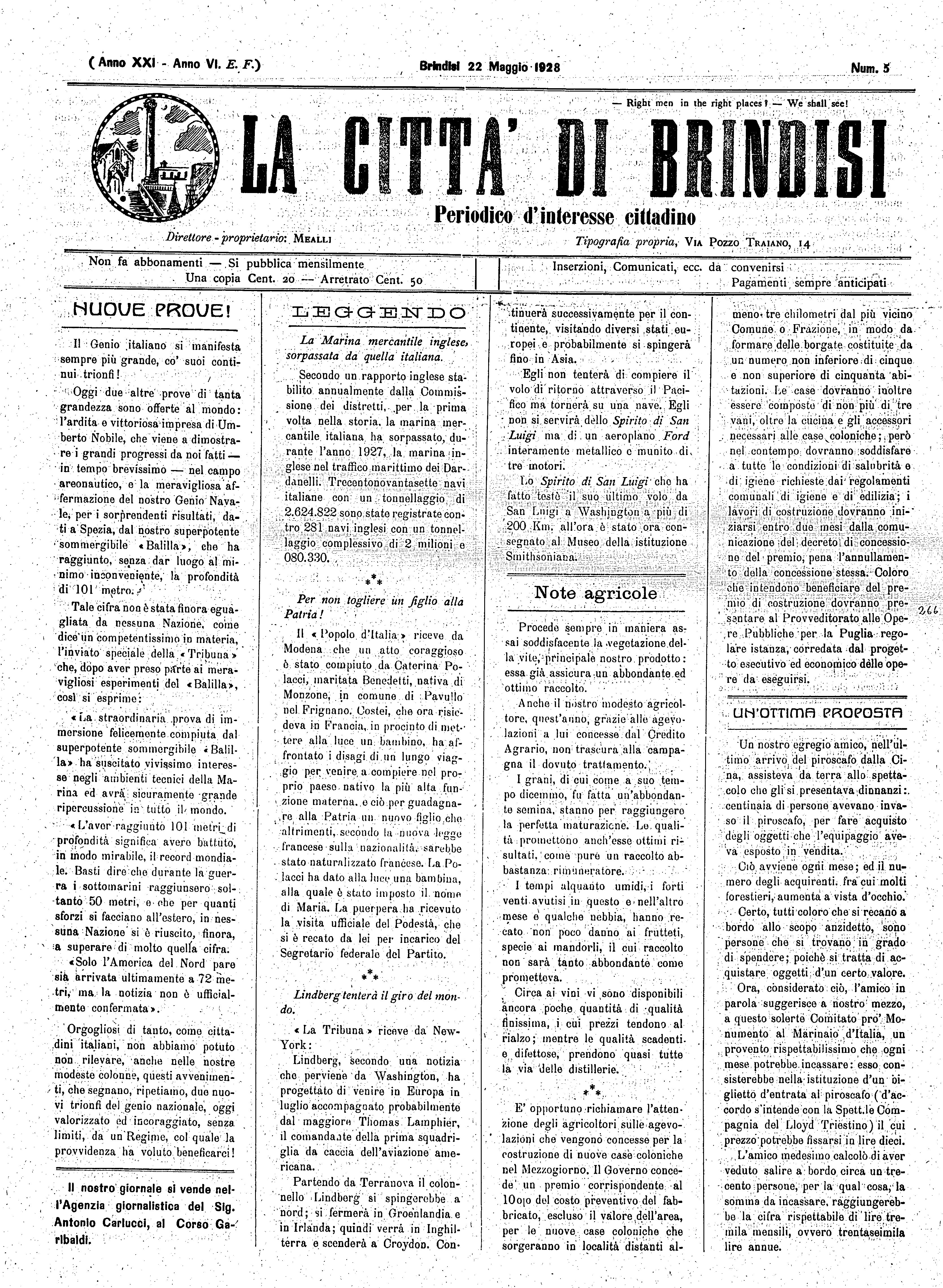 A. 21, n. 05 (22 Magg. 1928)