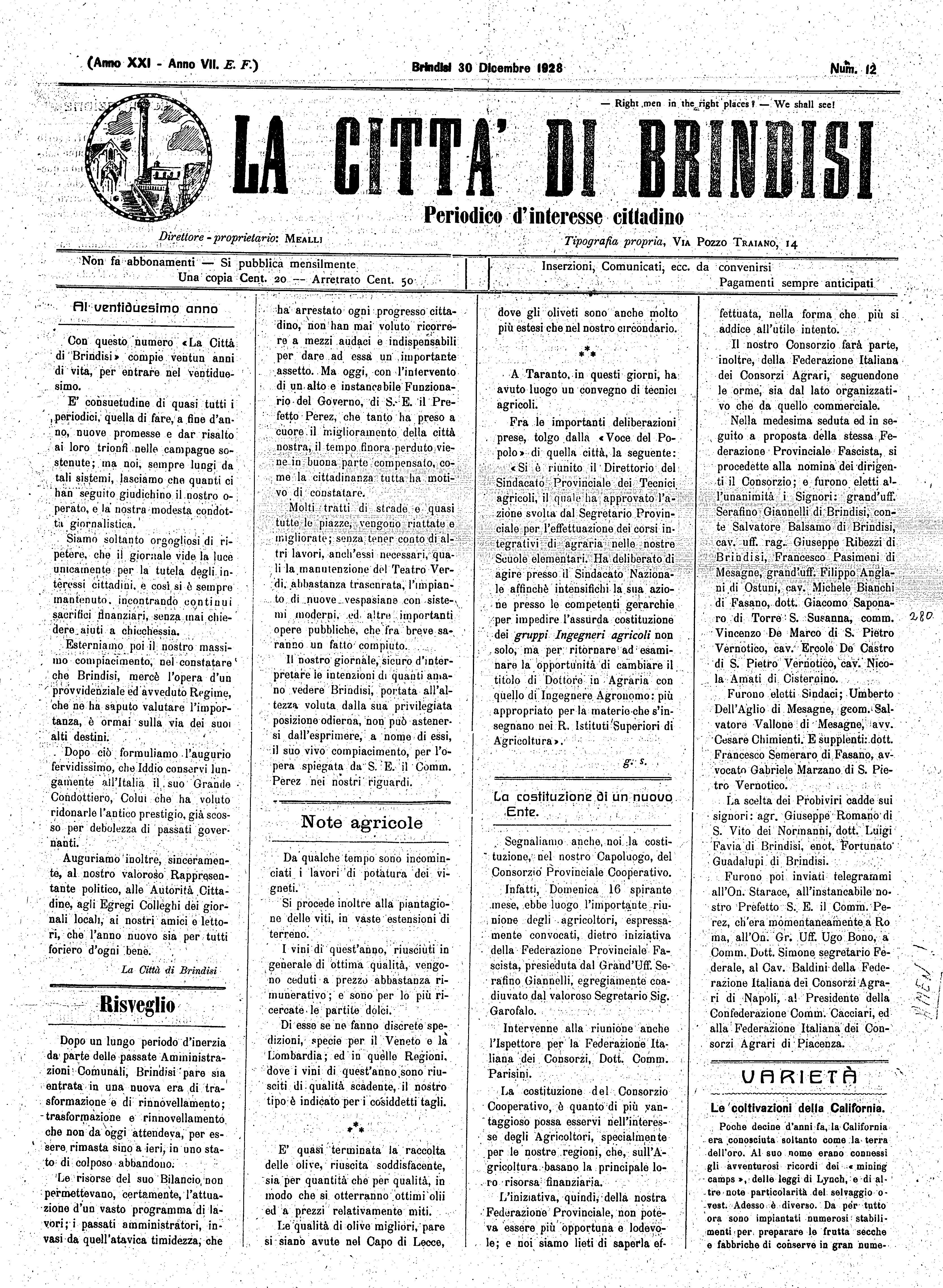A. 21, n. 12 (30 Dic. 1928)