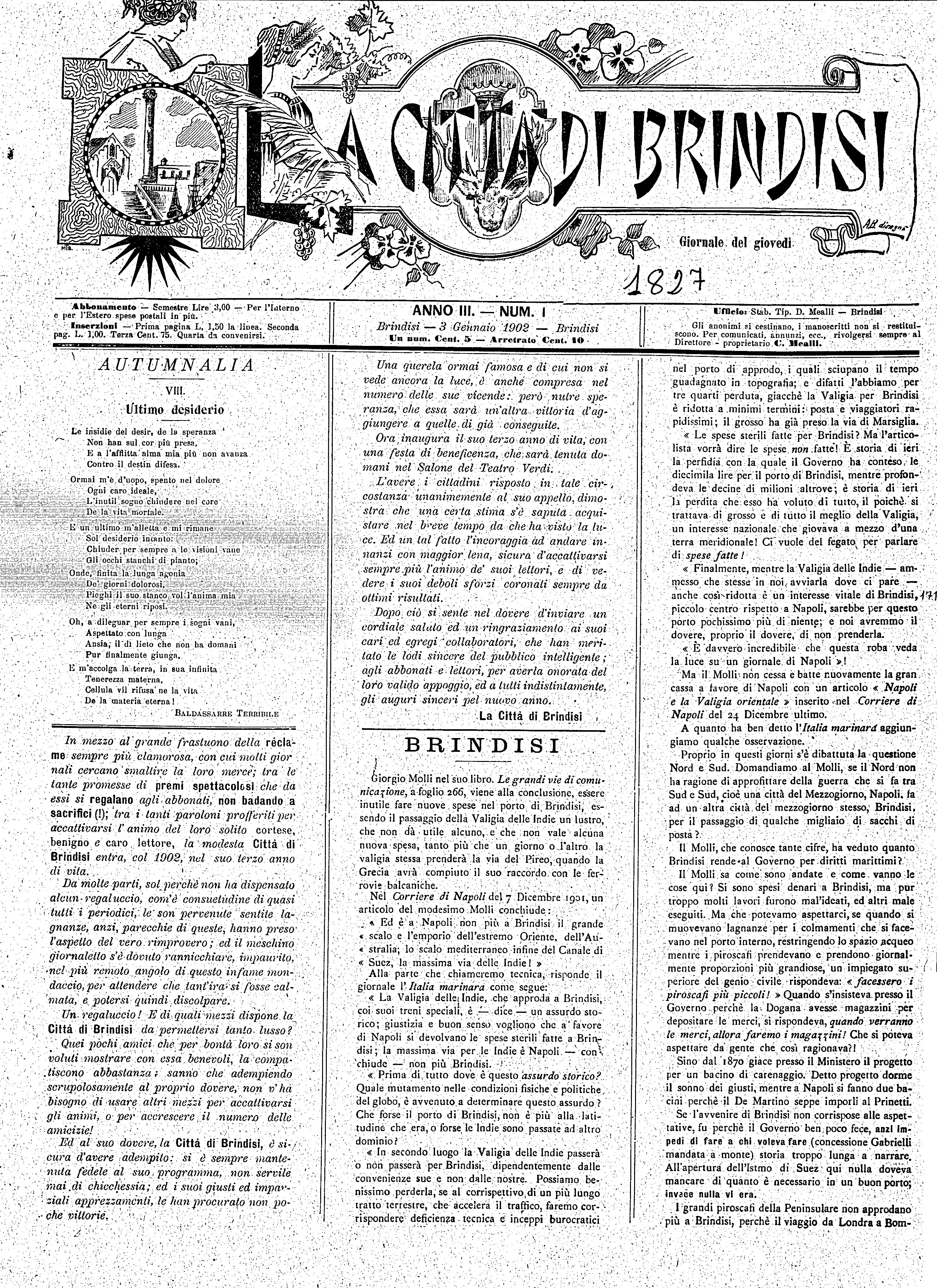 A. 3, n. 01 (03 Genn. 1902)