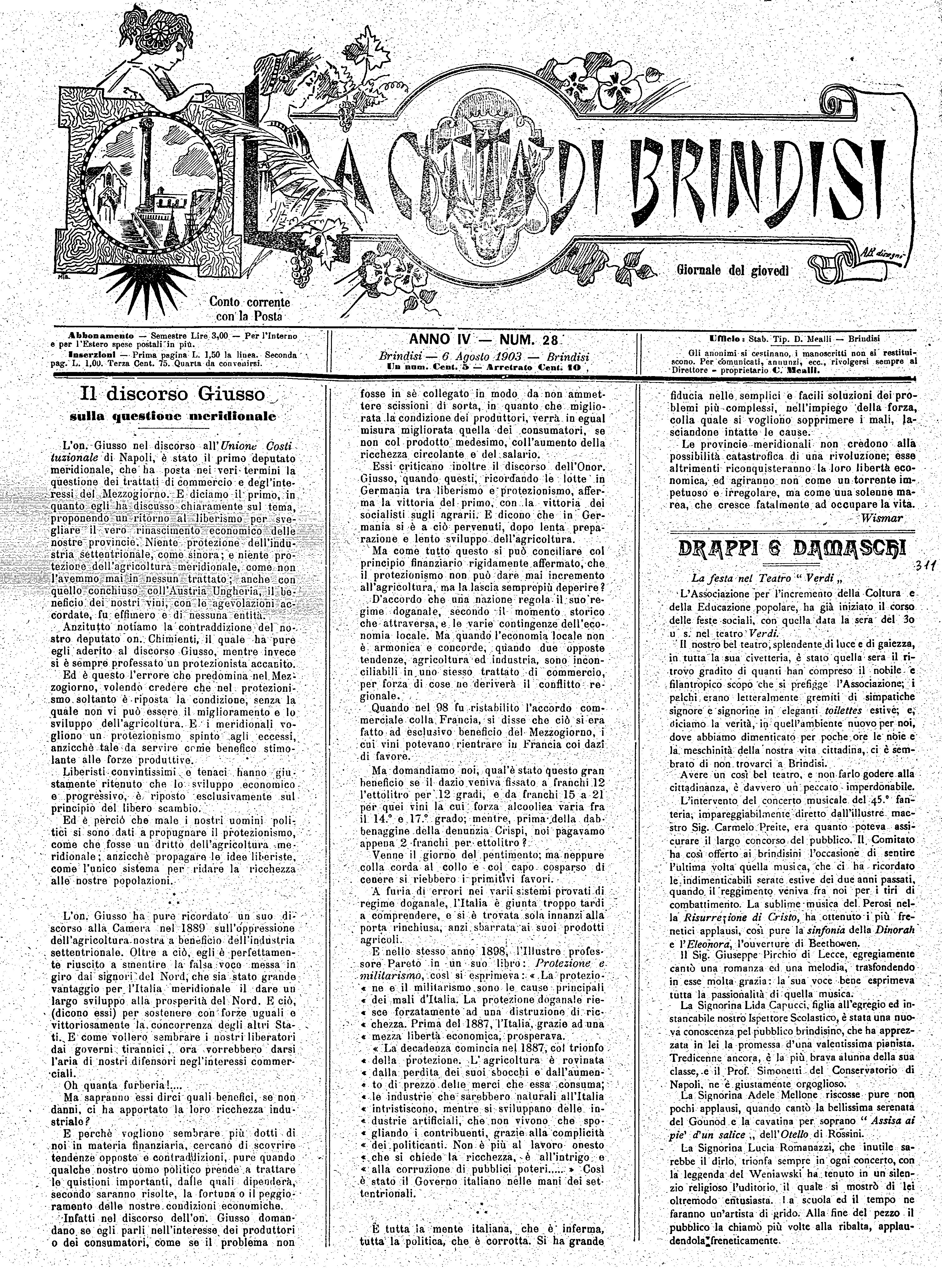 A. 4, n. 28 (06 Ago. 1903)