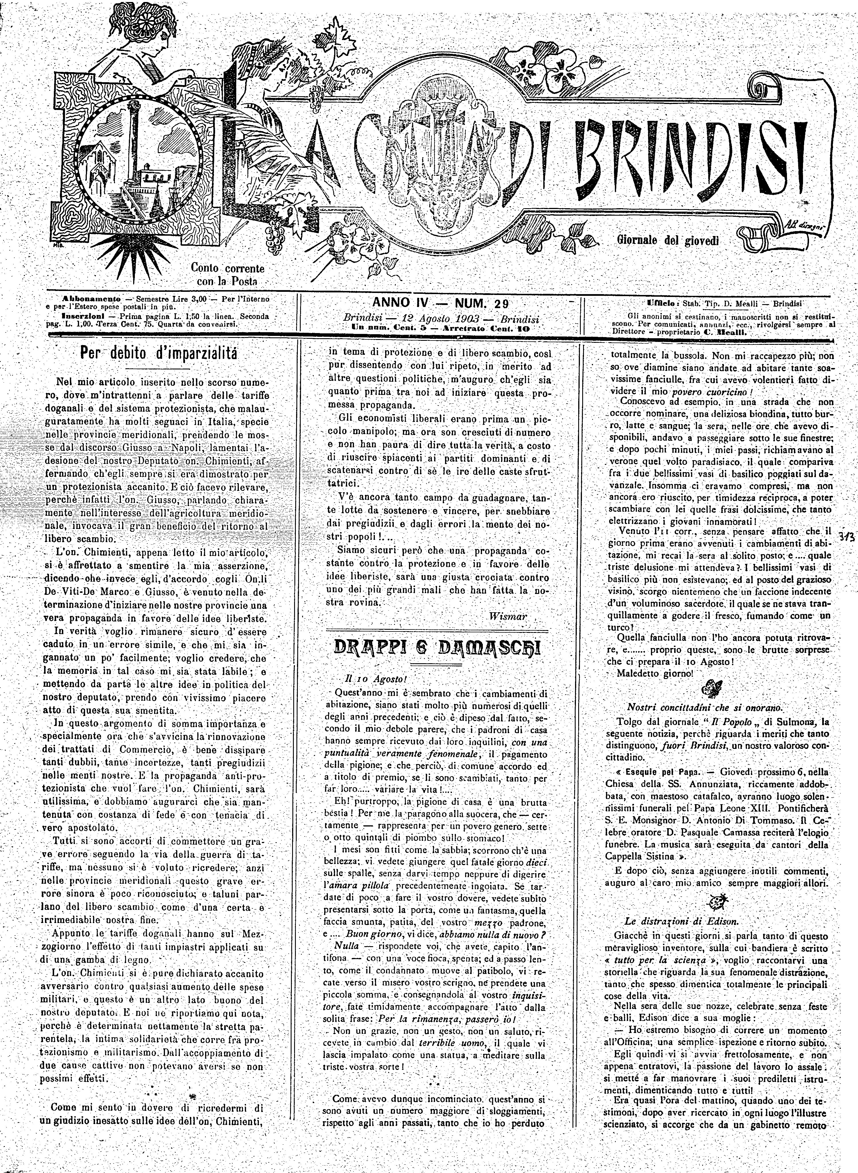 A. 4, n. 29 (12 Ago. 1903)