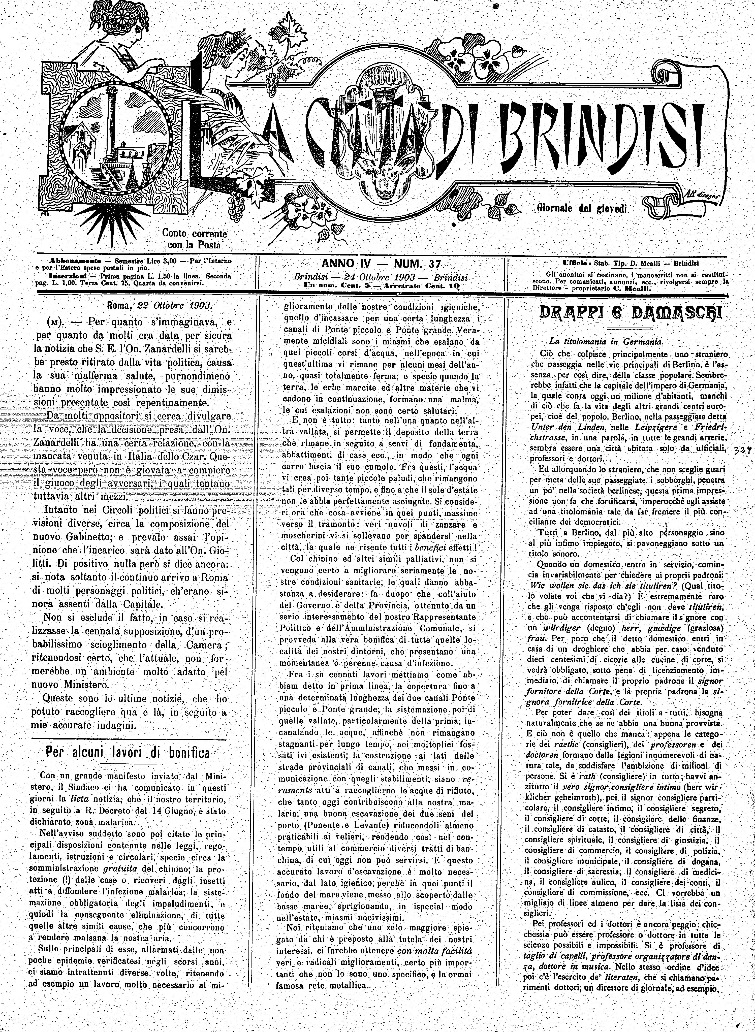 A. 4, n. 37 (24 Ott. 1903)
